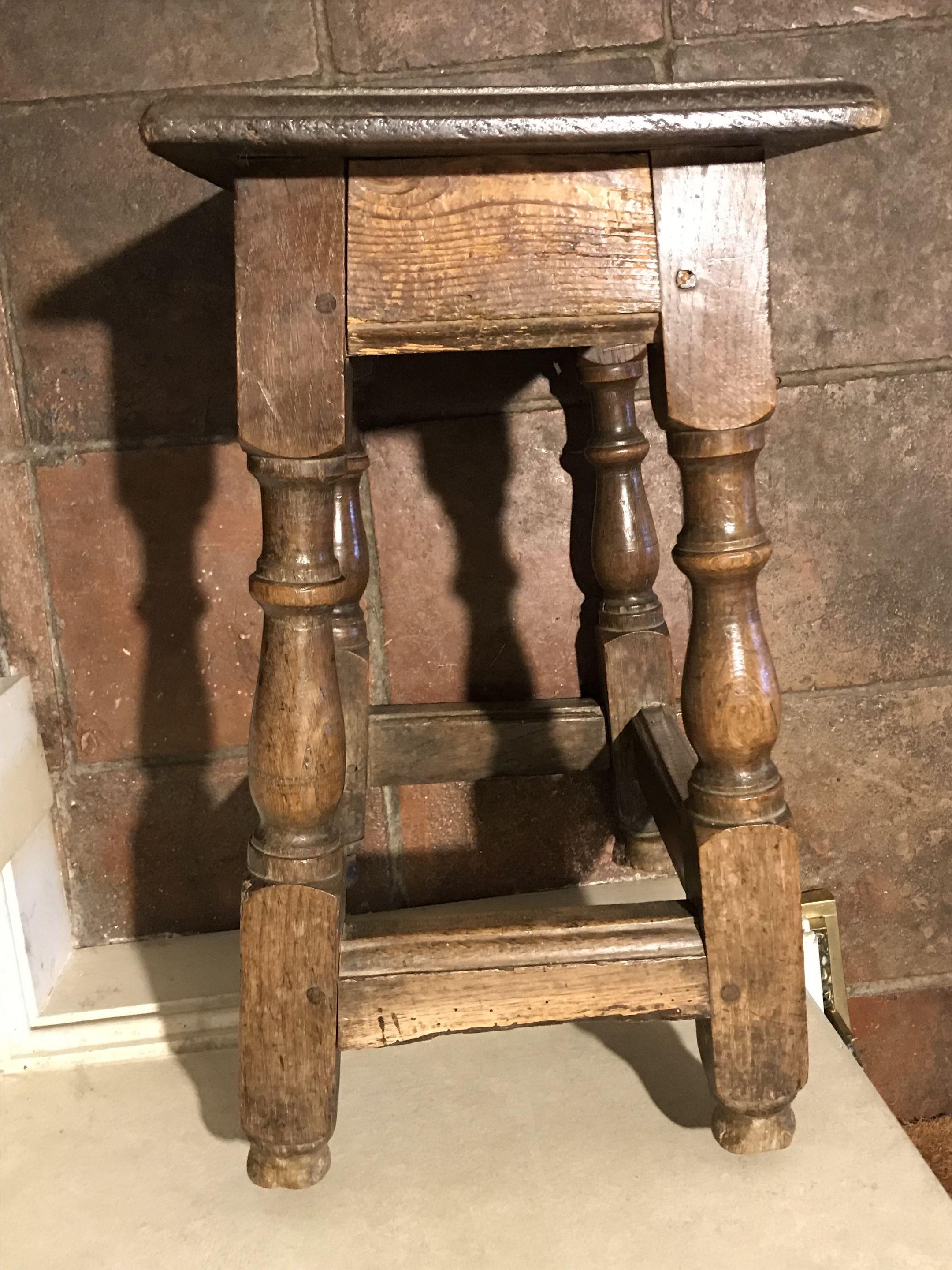 Stool, Mid-17th Century, English Charles II, Oak For Sale 1