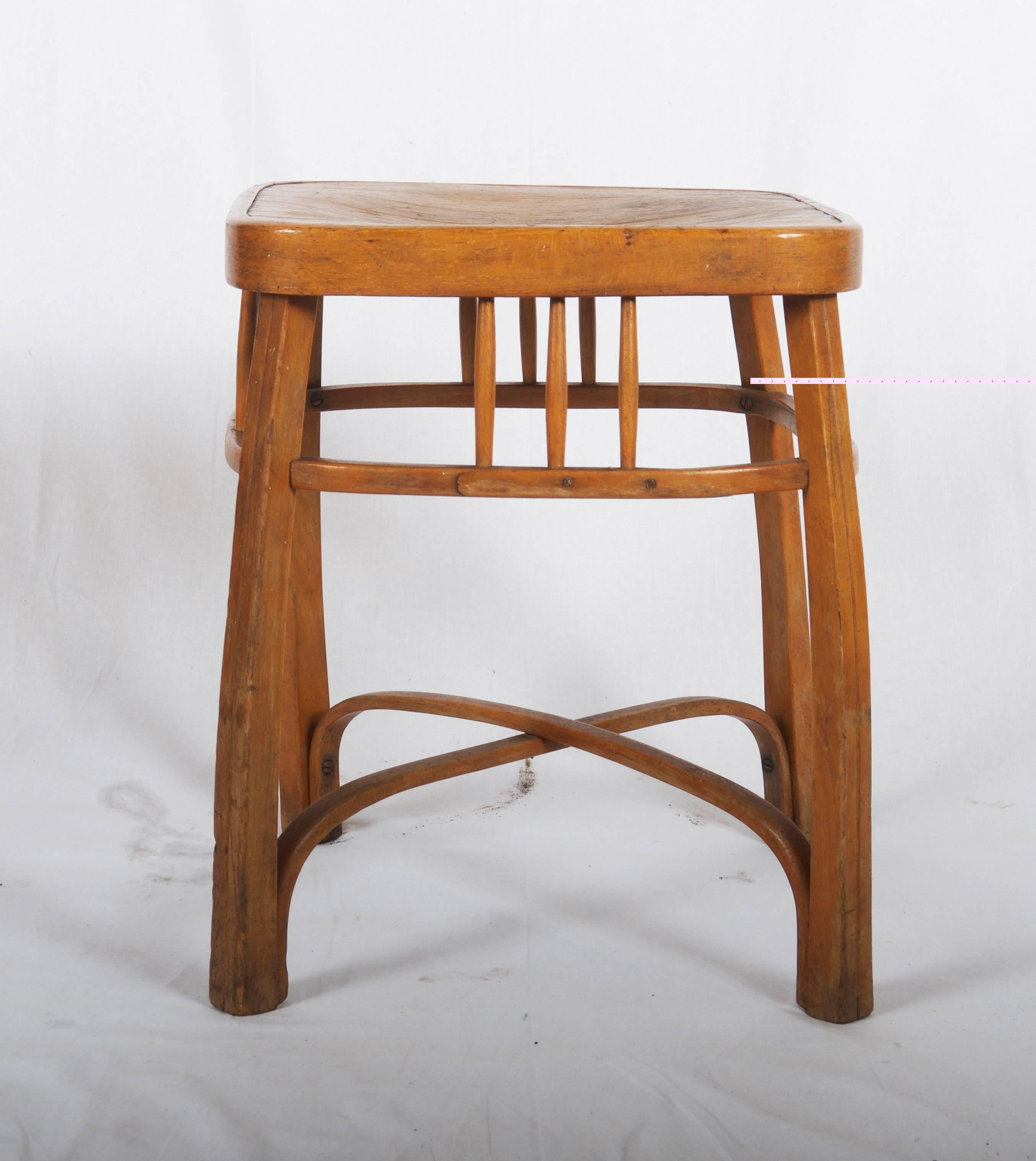 Beech Stool Model 616 / S, designed by Otto Wagner for Jacob & Josef Kohn For Sale