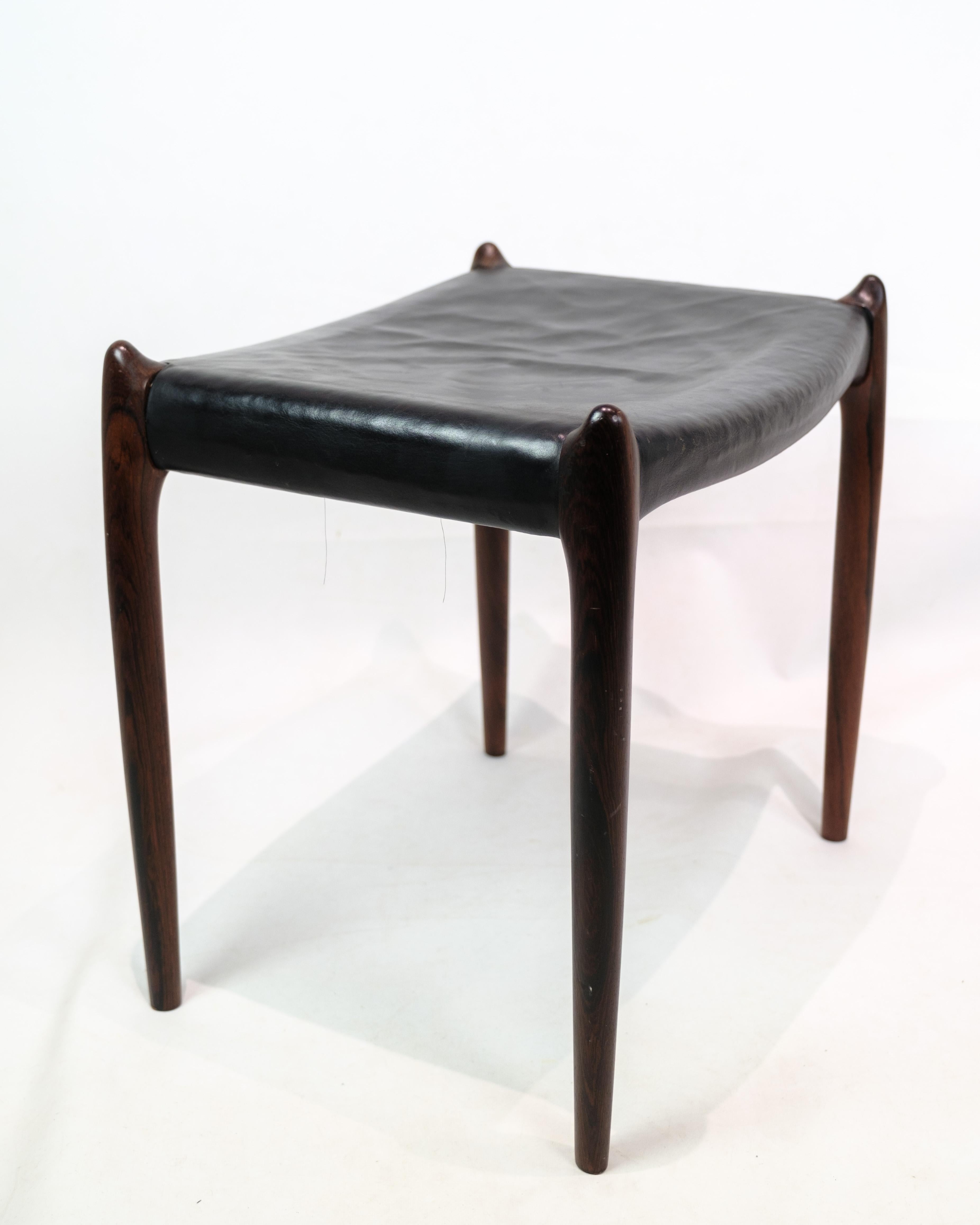 Danish Stool, Model 78a In Rosewood With Black Leather Niels O. Møller From 1950s For Sale