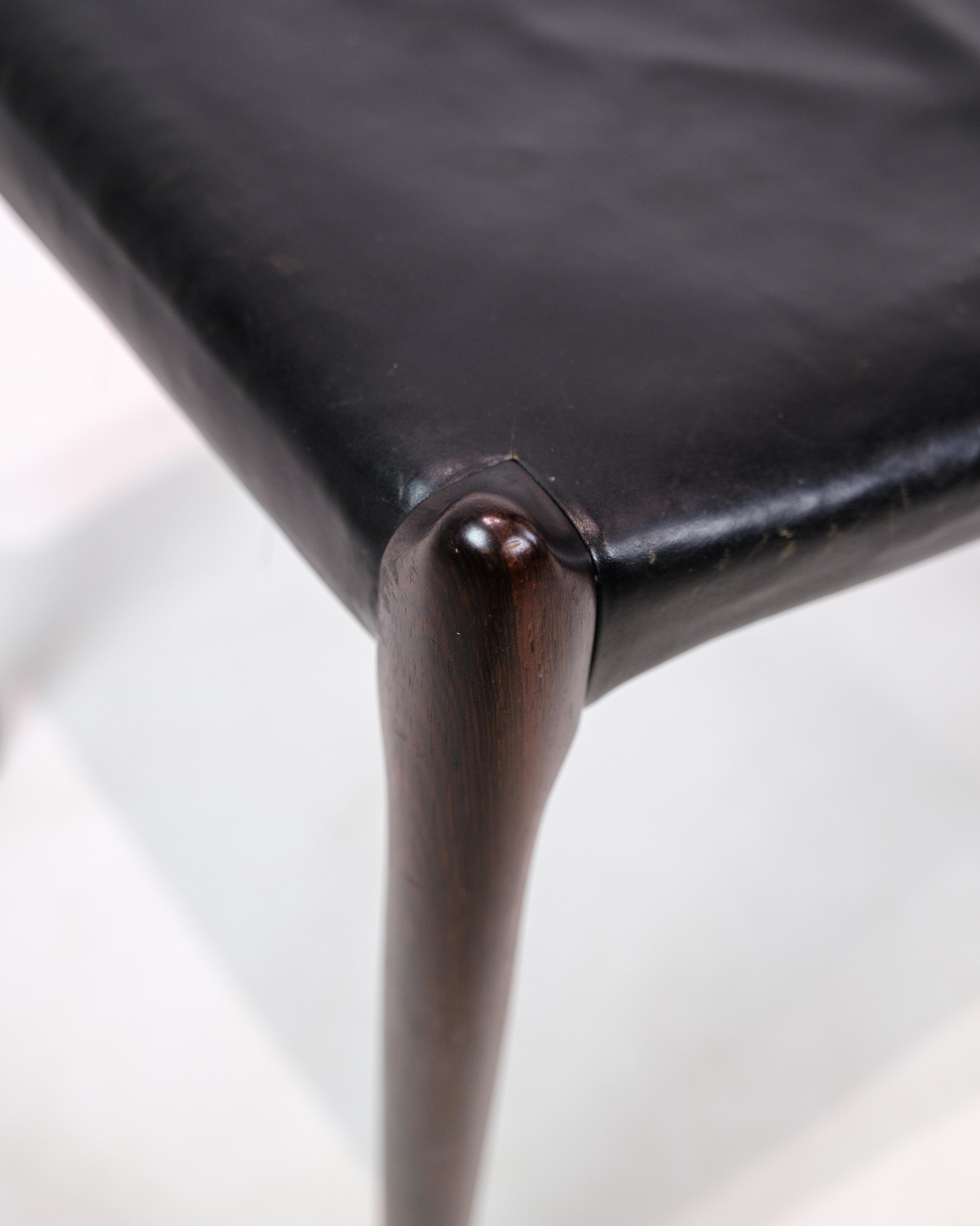 Stool, Model 78a In Rosewood With Black Leather Niels O. Møller From 1950s In Good Condition In Lejre, DK