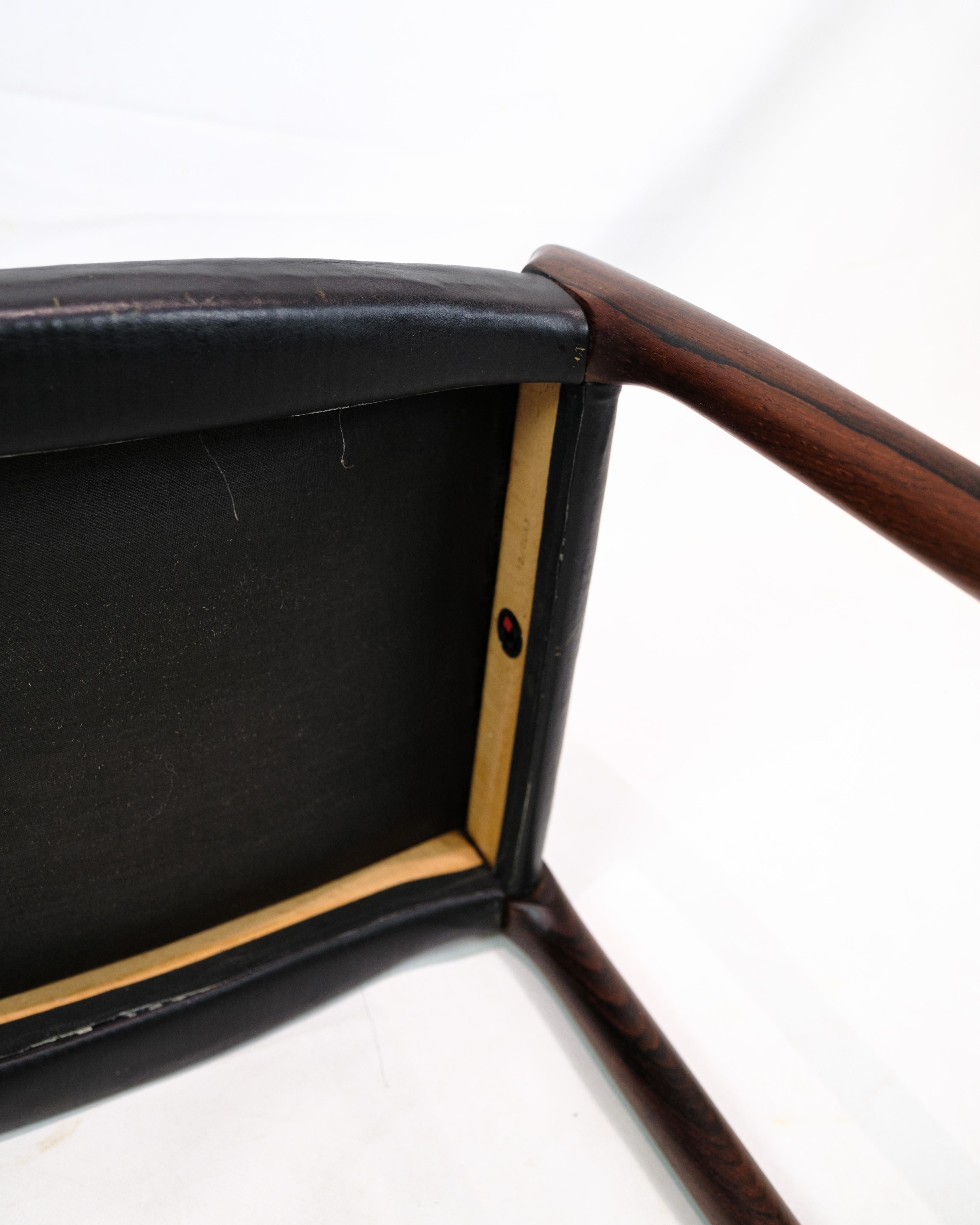 Mid-20th Century Stool, Model 78a In Rosewood With Black Leather Niels O. Møller From 1950s For Sale
