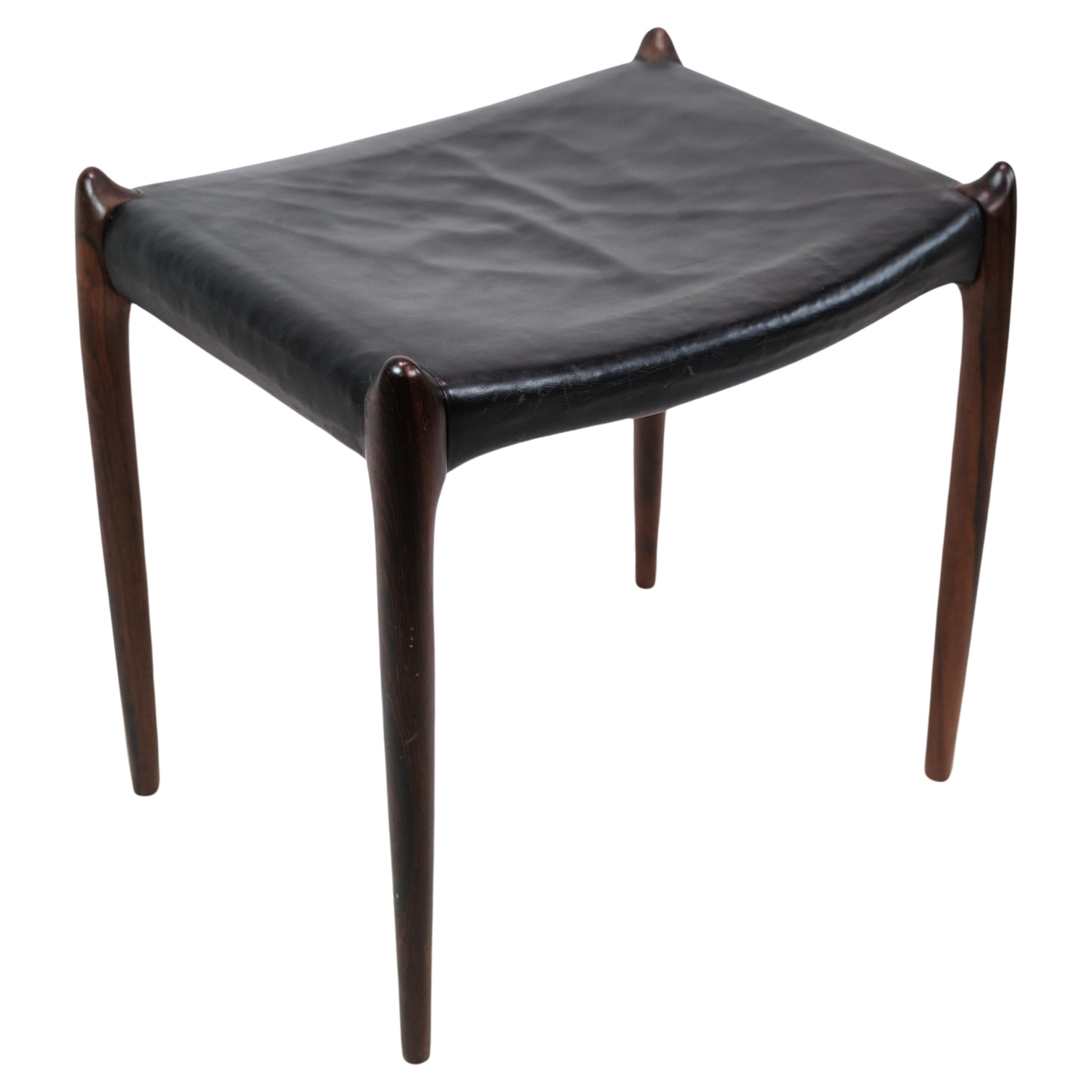 Stool, Model 78a In Rosewood With Black Leather Niels O. Møller From 1950s For Sale