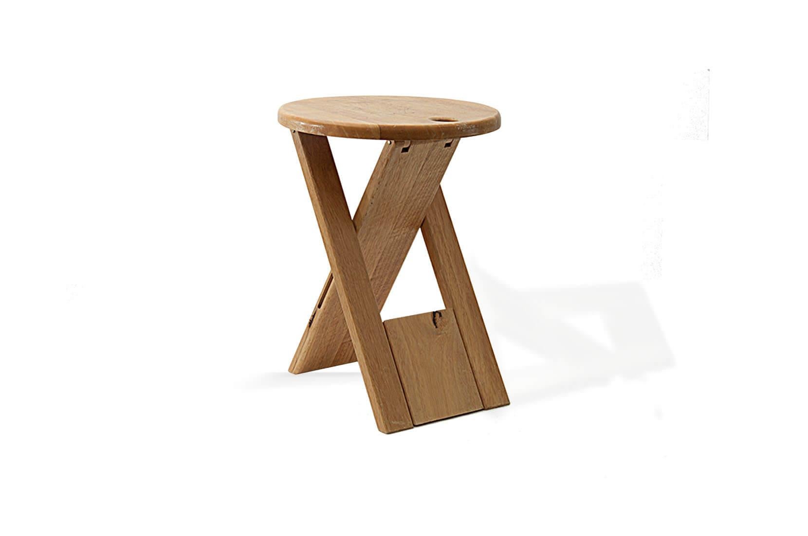 Stool Model TS, by Roger Tallon, for Gallery Santou, 1970, France, Wood Brown In Good Condition In Auribeau sur Siagne, FR