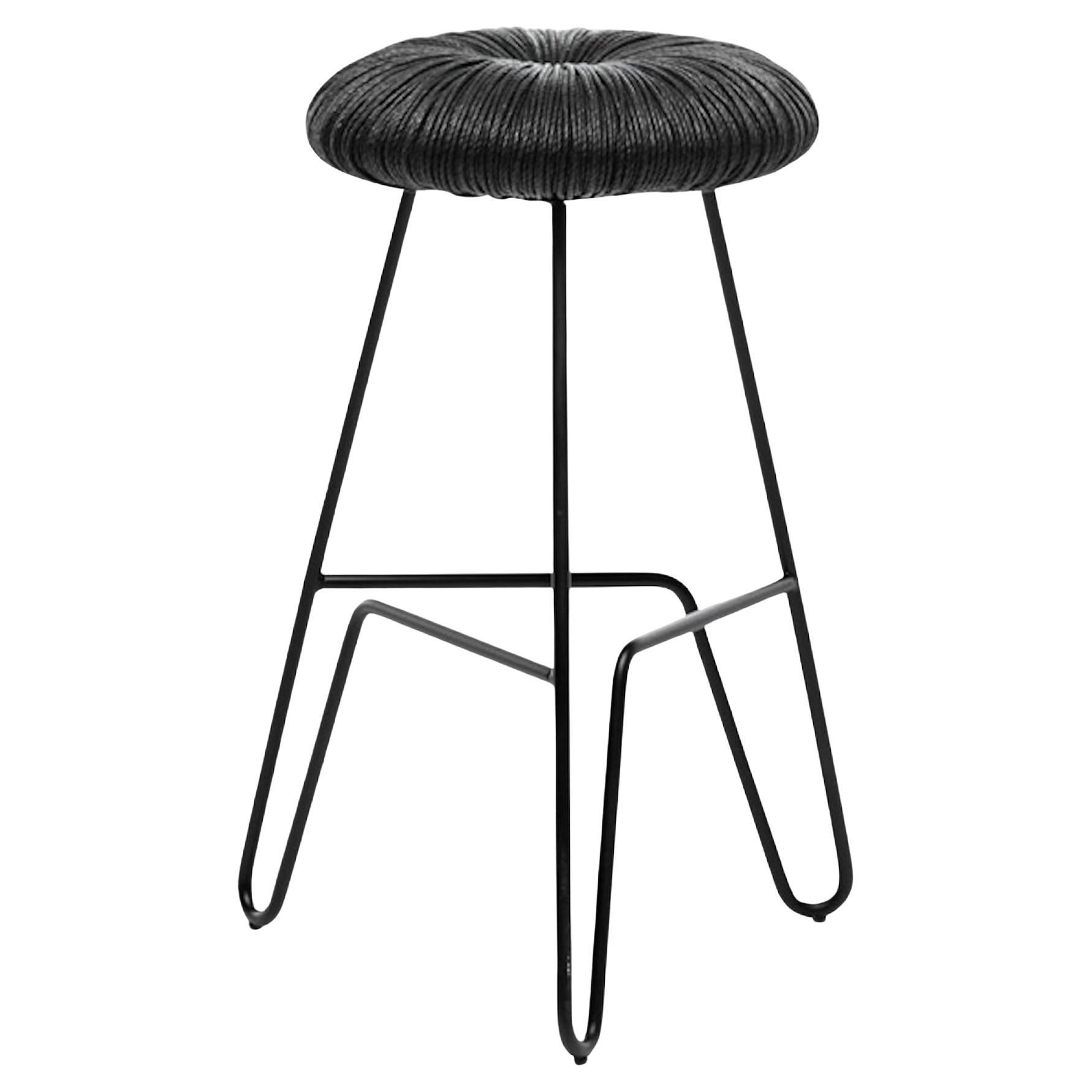Stool Mogg Donut H 65 cm - 25.59 inch design Alessandra Baldereschi - Black For Sale