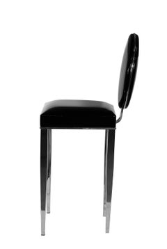 Tabouret neuf Vovo, en faux cuir noir, Italie
