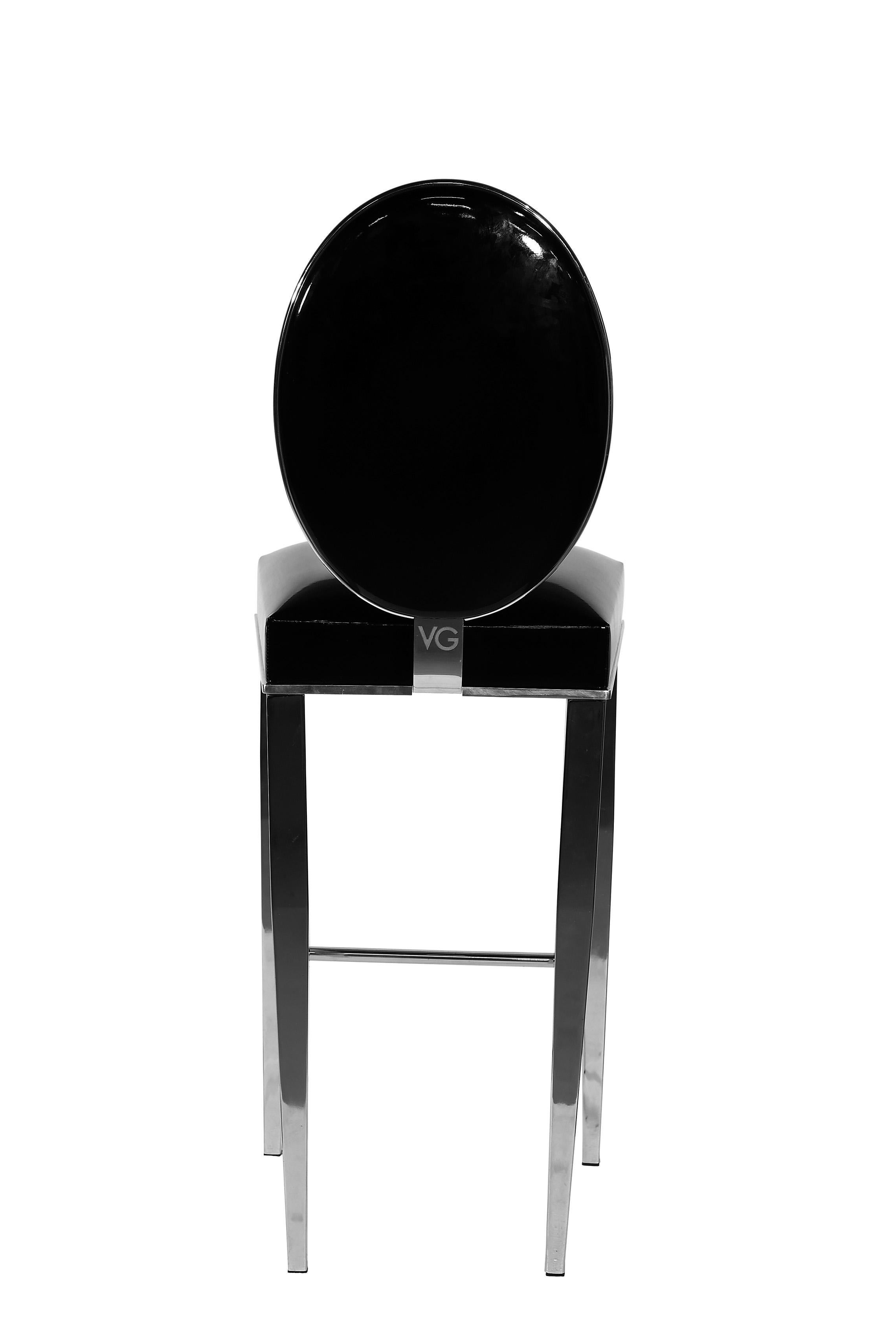 Modern Stool New Vovo, Black Faux-Leather, Italy For Sale