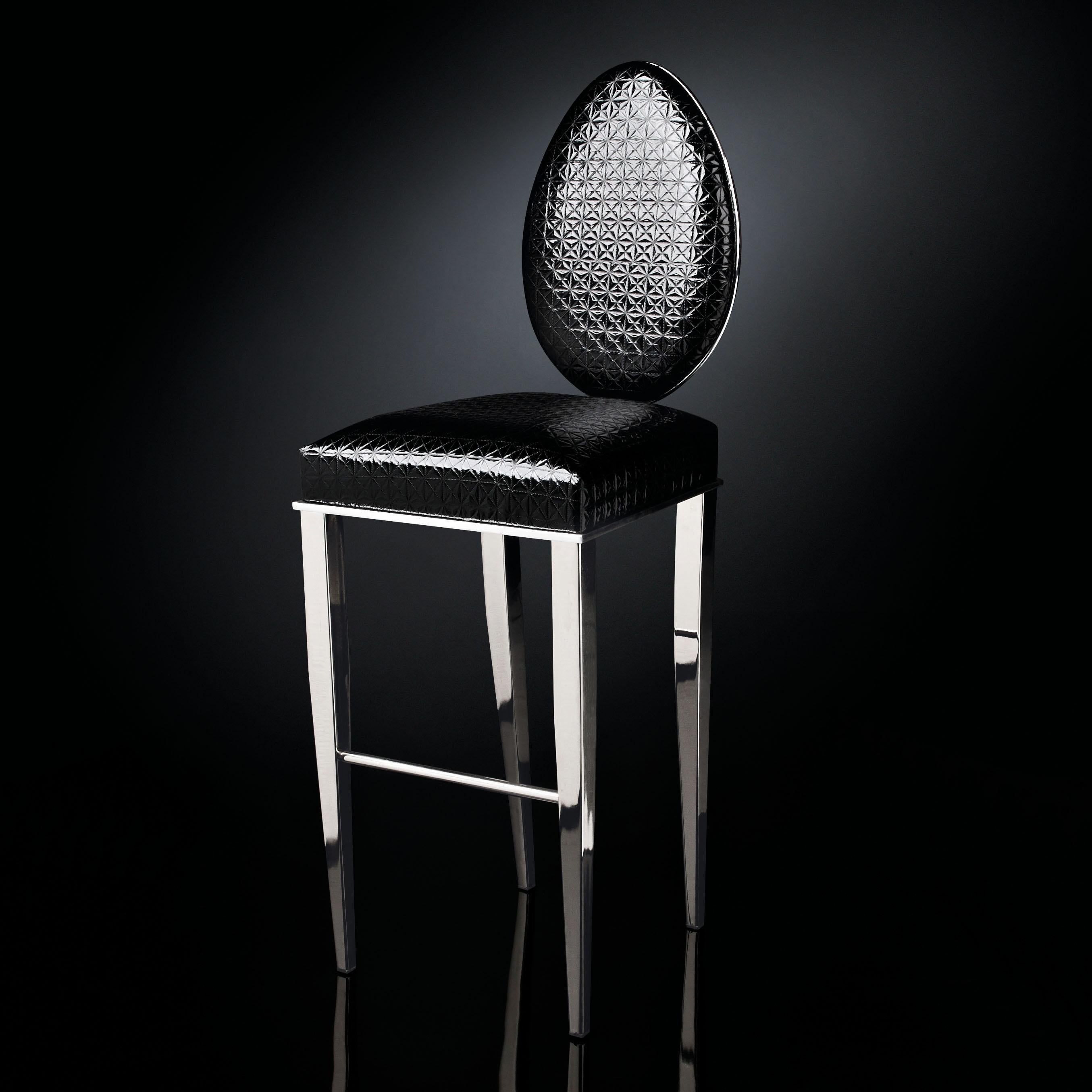 Stool New Vovo, Black Faux-Leather, Italy In New Condition For Sale In Treviso, Treviso