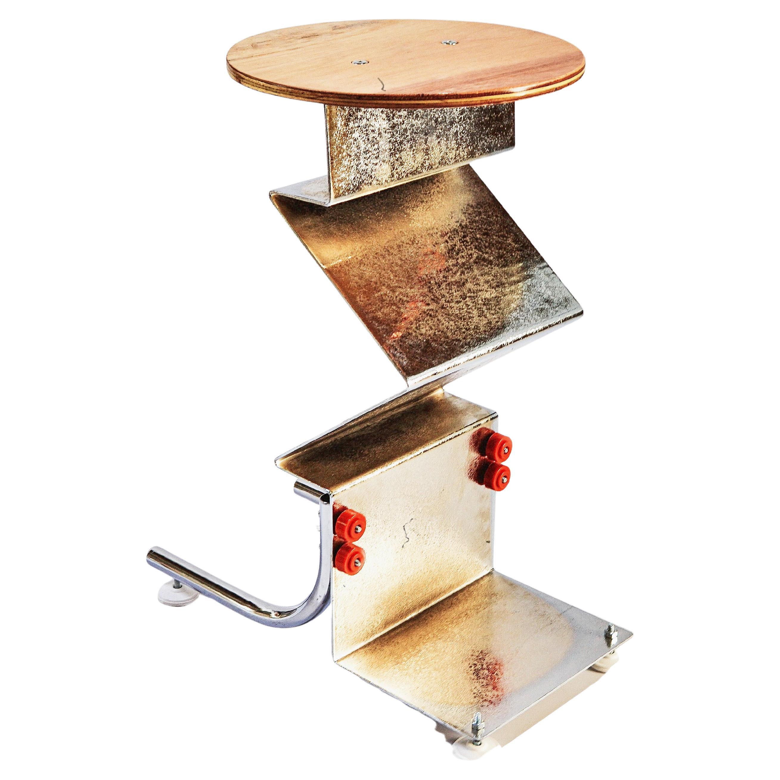 Tabouret Table de nuit en acier, Wood et acier inoxydable par Eguiarte & Eguiarte