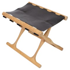 Stool of Oak & full grain leather Model PH 43 by Poul Hundevad