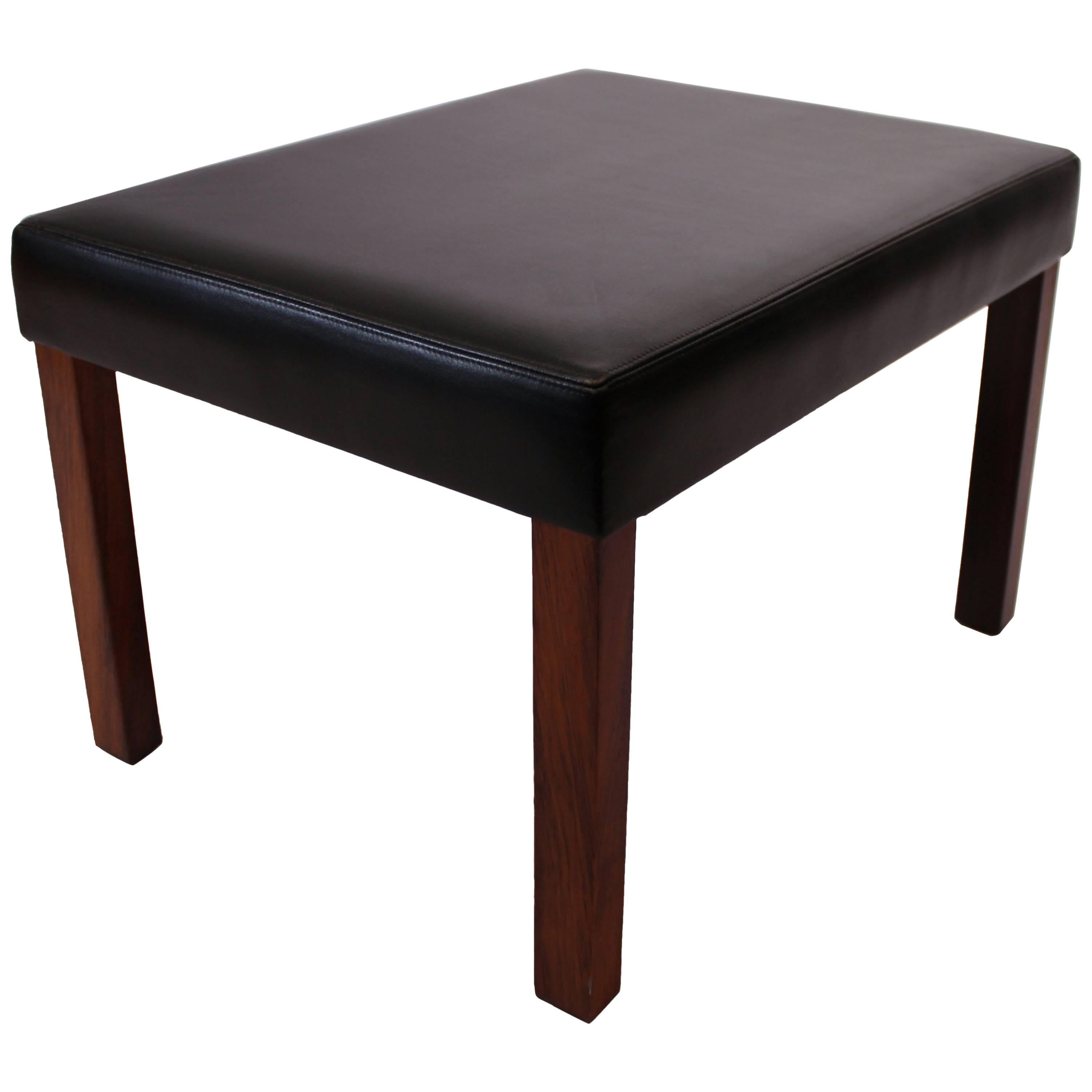 Stool of Rosewood and Black Leather of Danish Design, 1960s