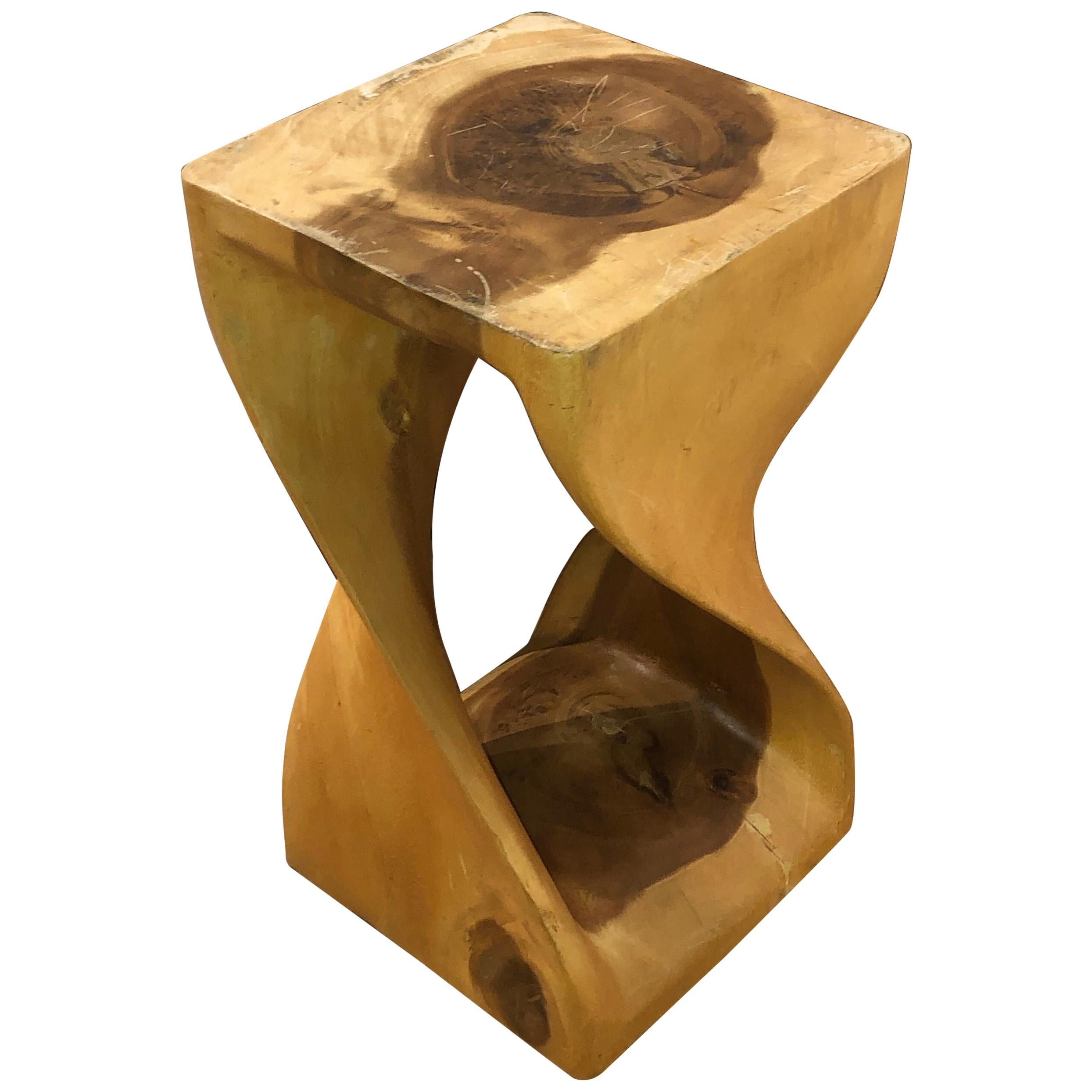 Stool or End Table in Carved Wood