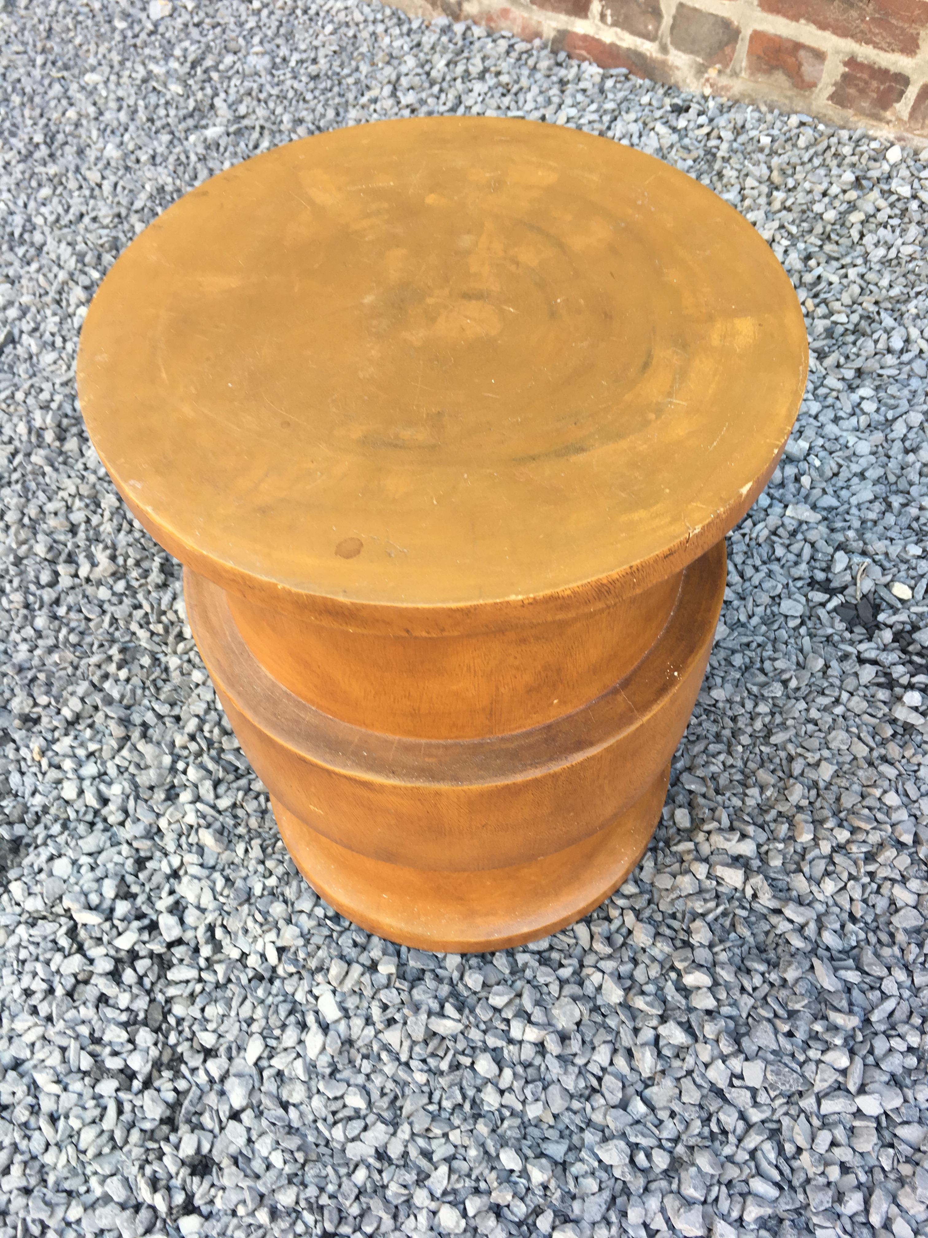 Stool or side table, modernist in solid wood, circa 1960.