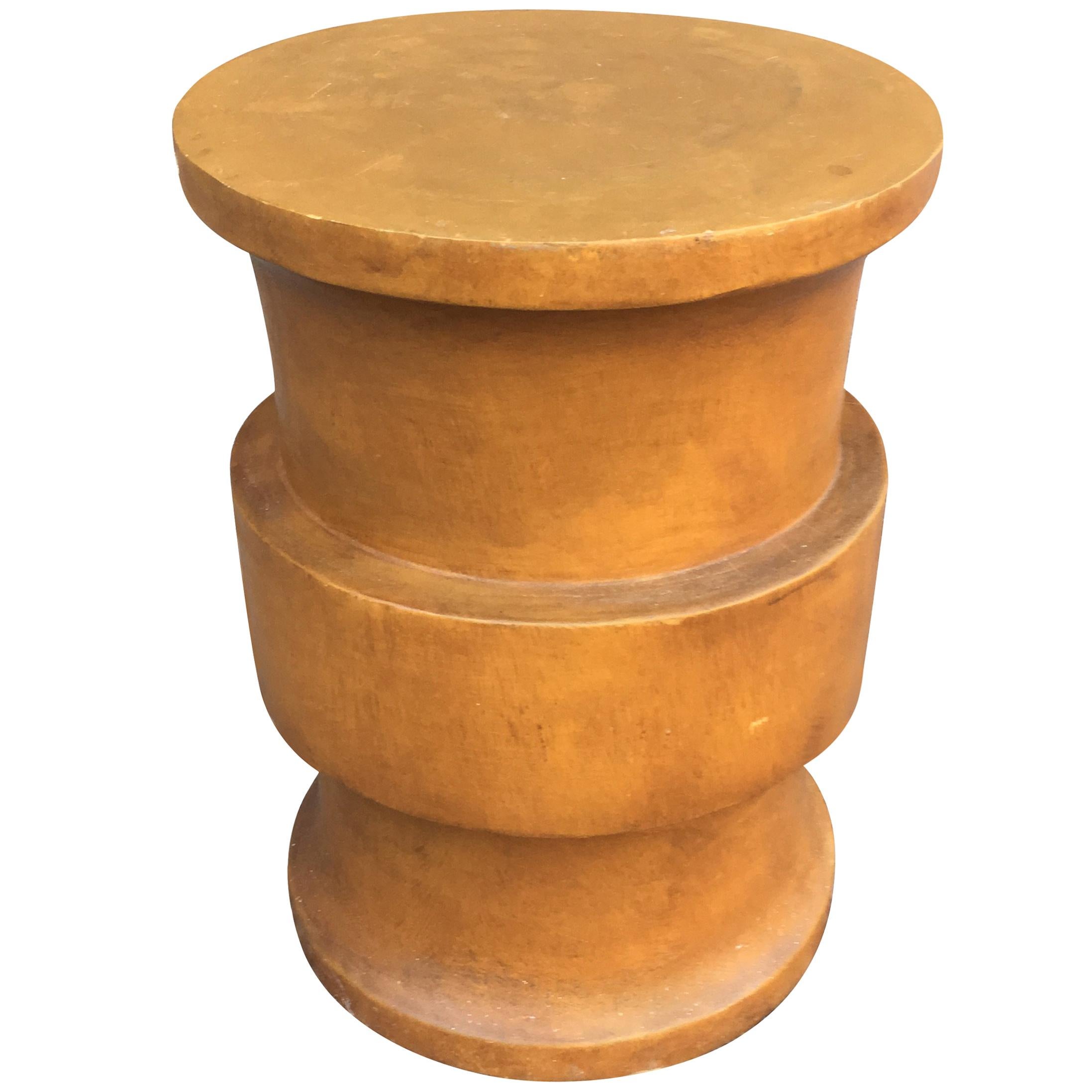 Stool or Side Table, Modernist in Solid Wood, circa 1960 For Sale