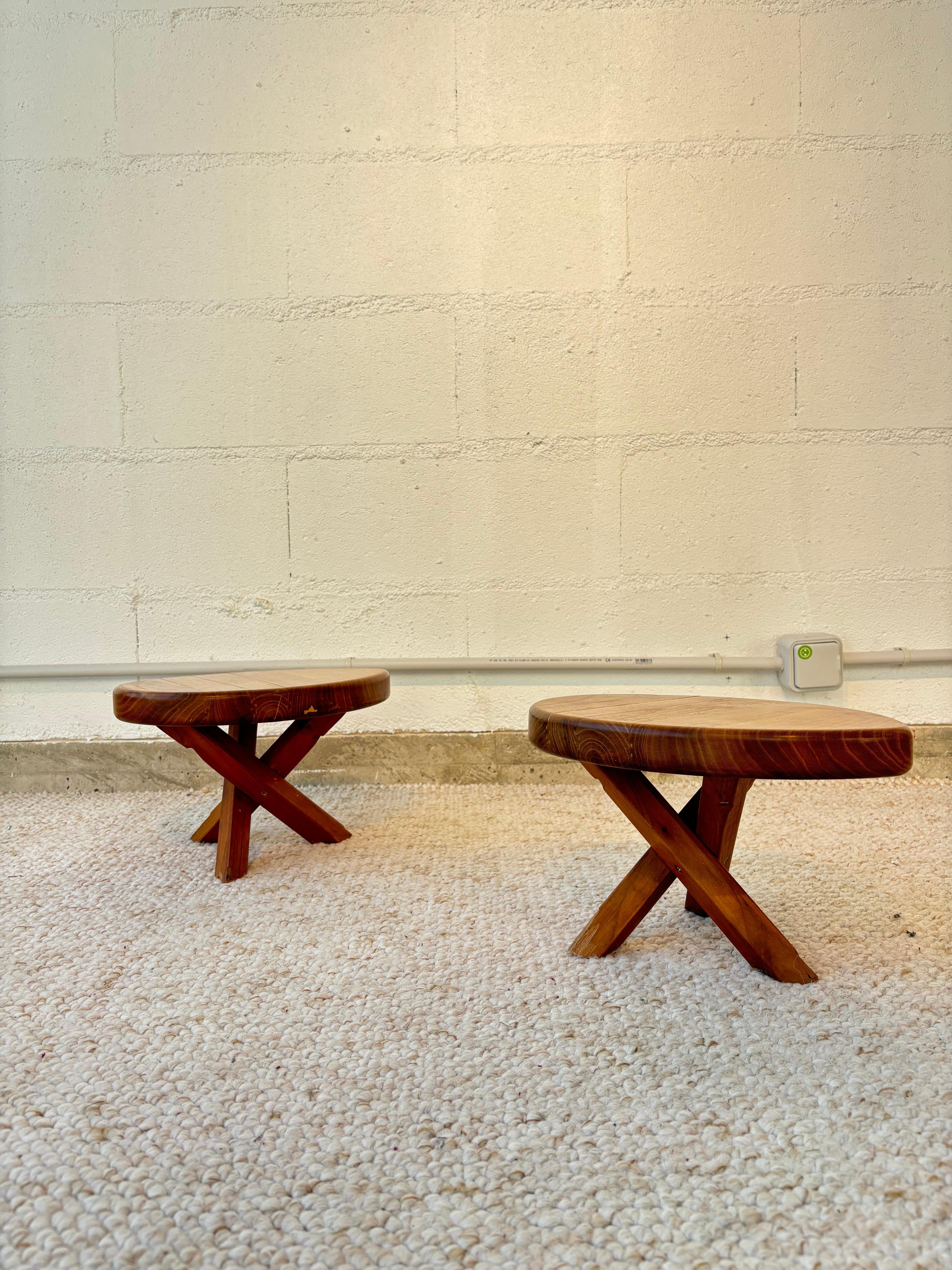 French Stool or side table producted by Seltz after Pierre Chapo For Sale