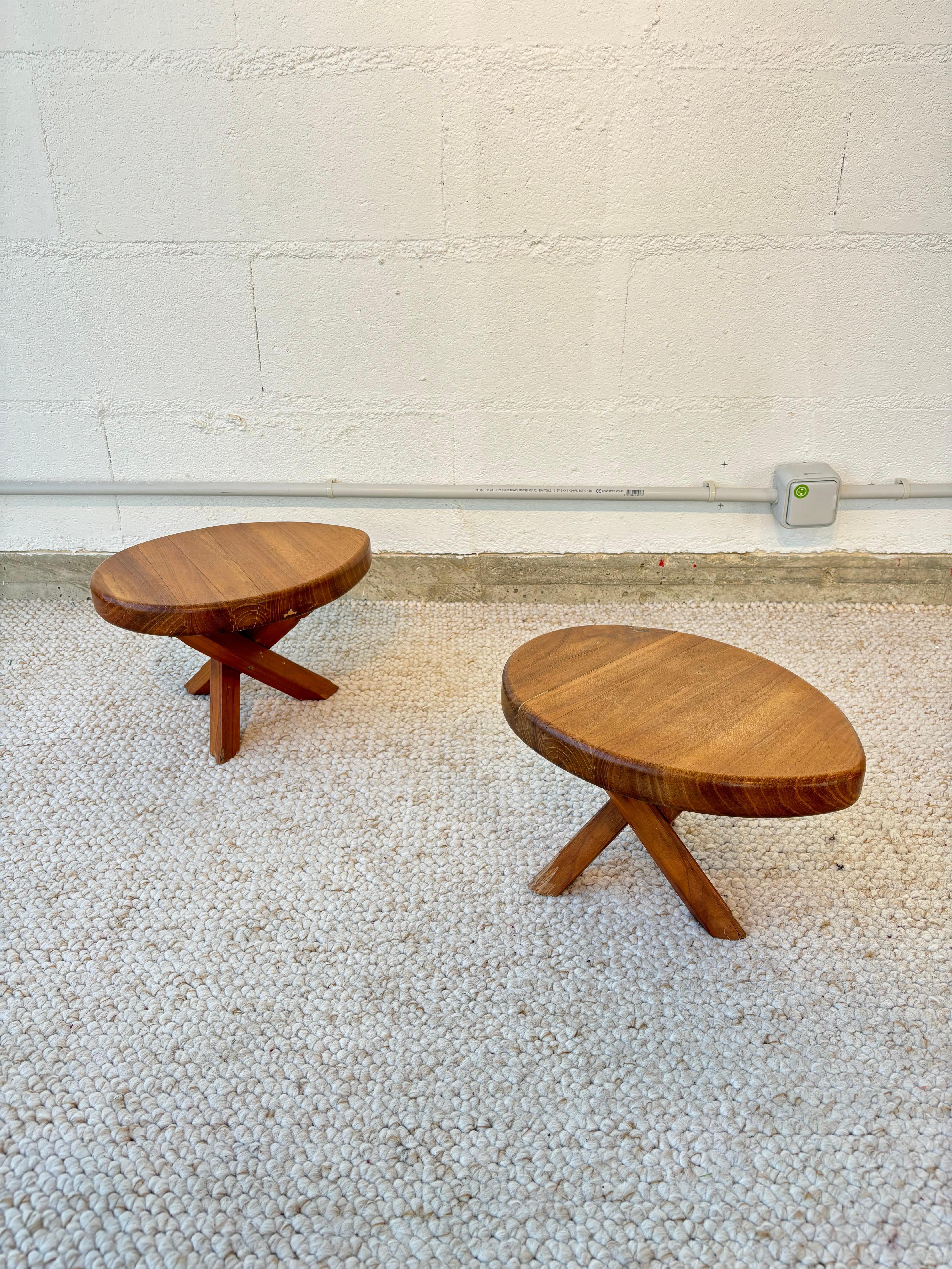 Stool or side table producted by Seltz after Pierre Chapo In Fair Condition For Sale In SAINT-OUEN-SUR-SEINE, FR