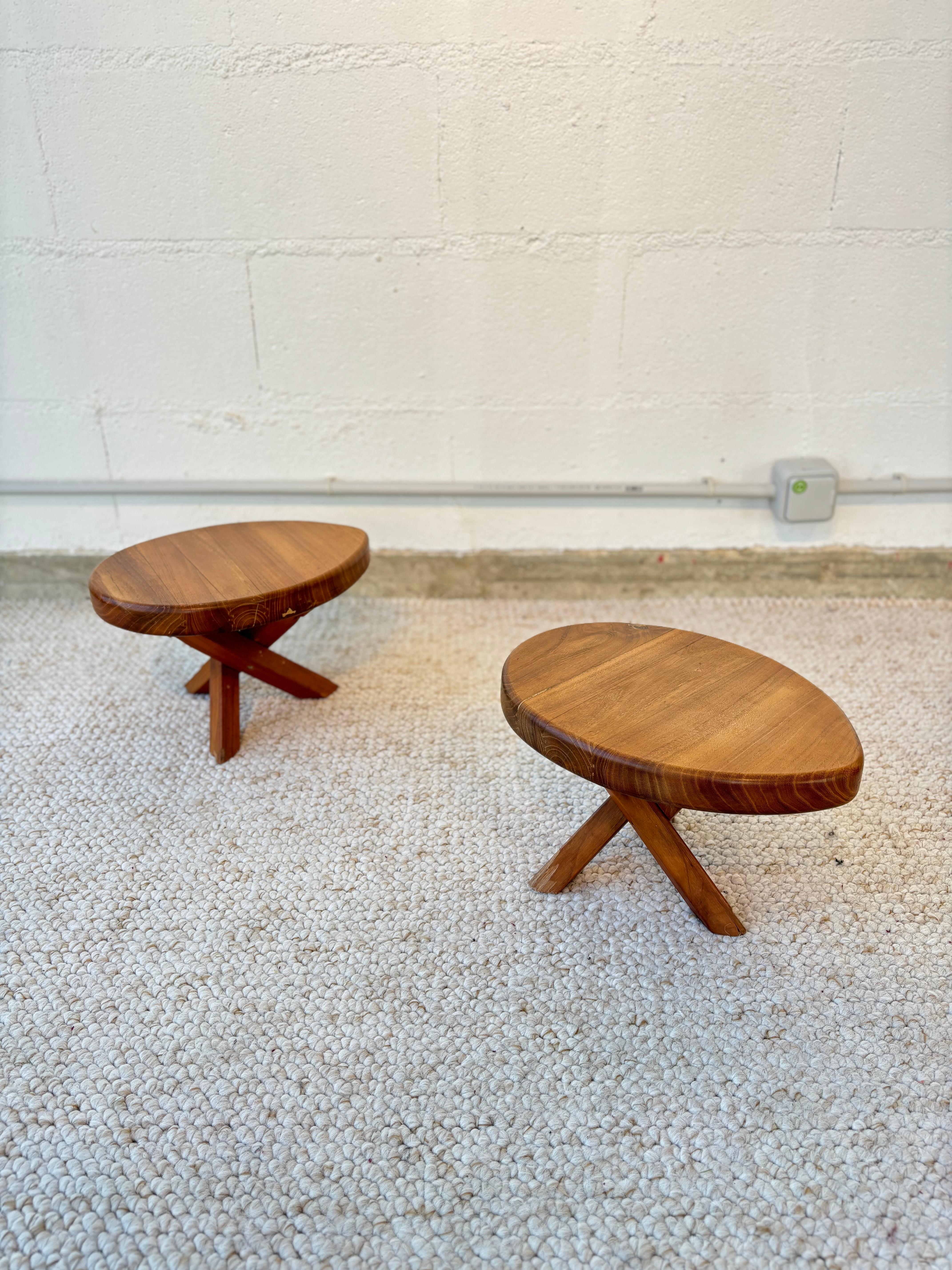 Late 20th Century Stool or side table producted by Seltz after Pierre Chapo For Sale