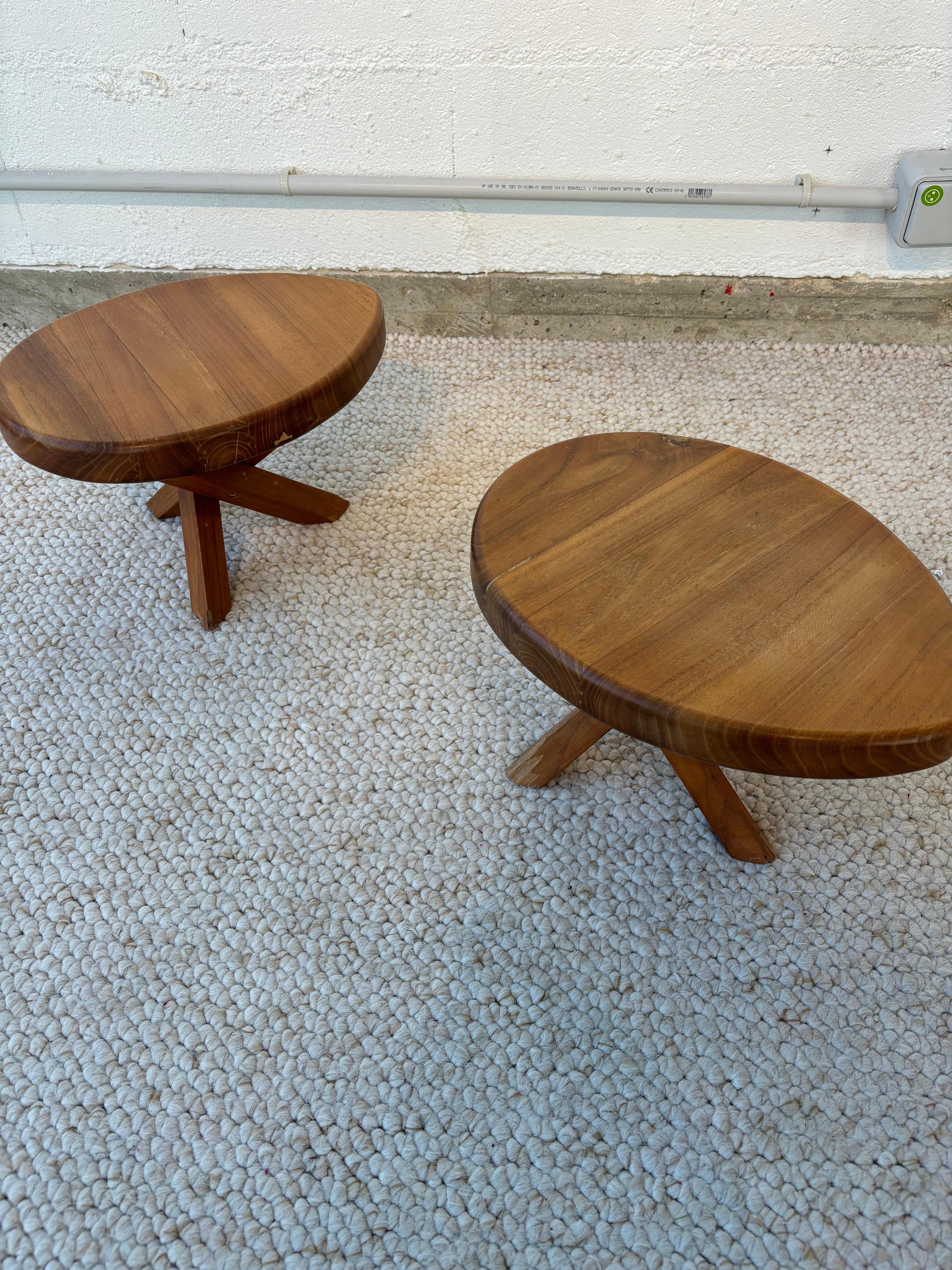 Elm Stool or side table producted by Seltz after Pierre Chapo For Sale