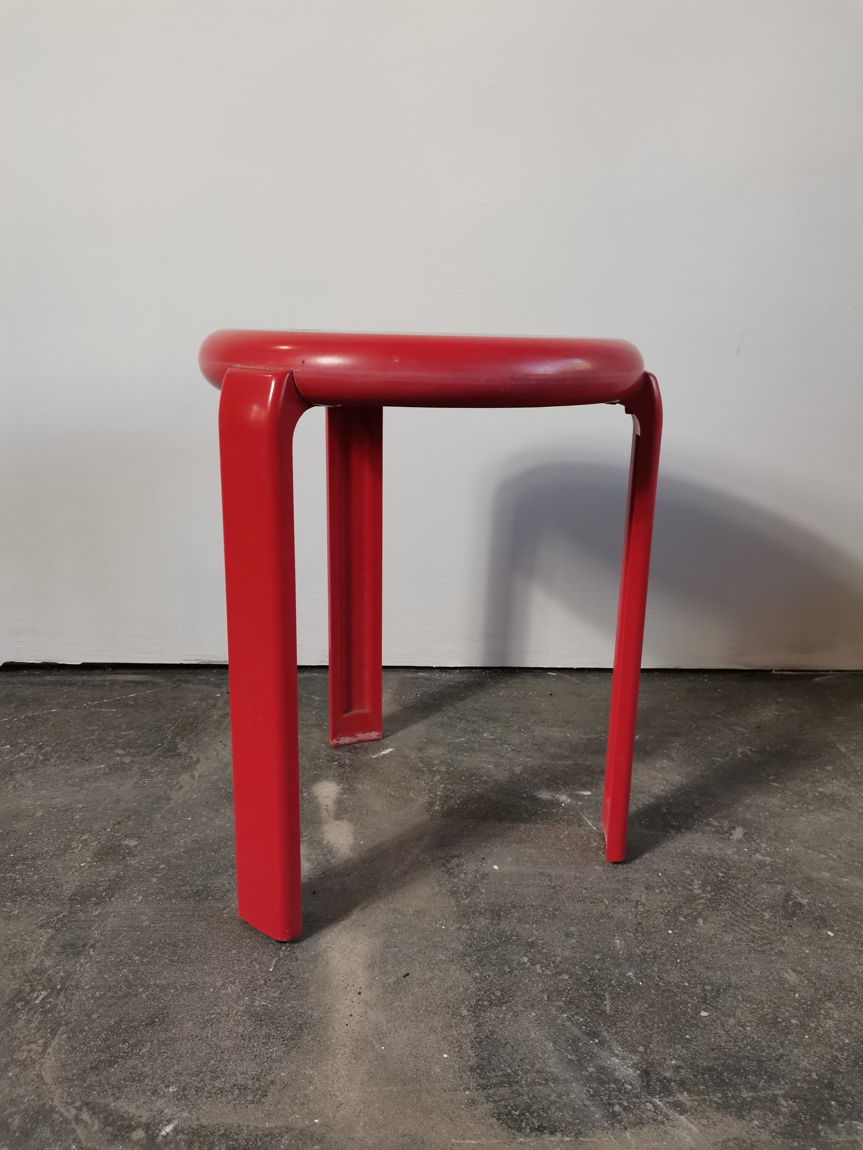 Mid-Century Modern STOOL red 1970s For Sale