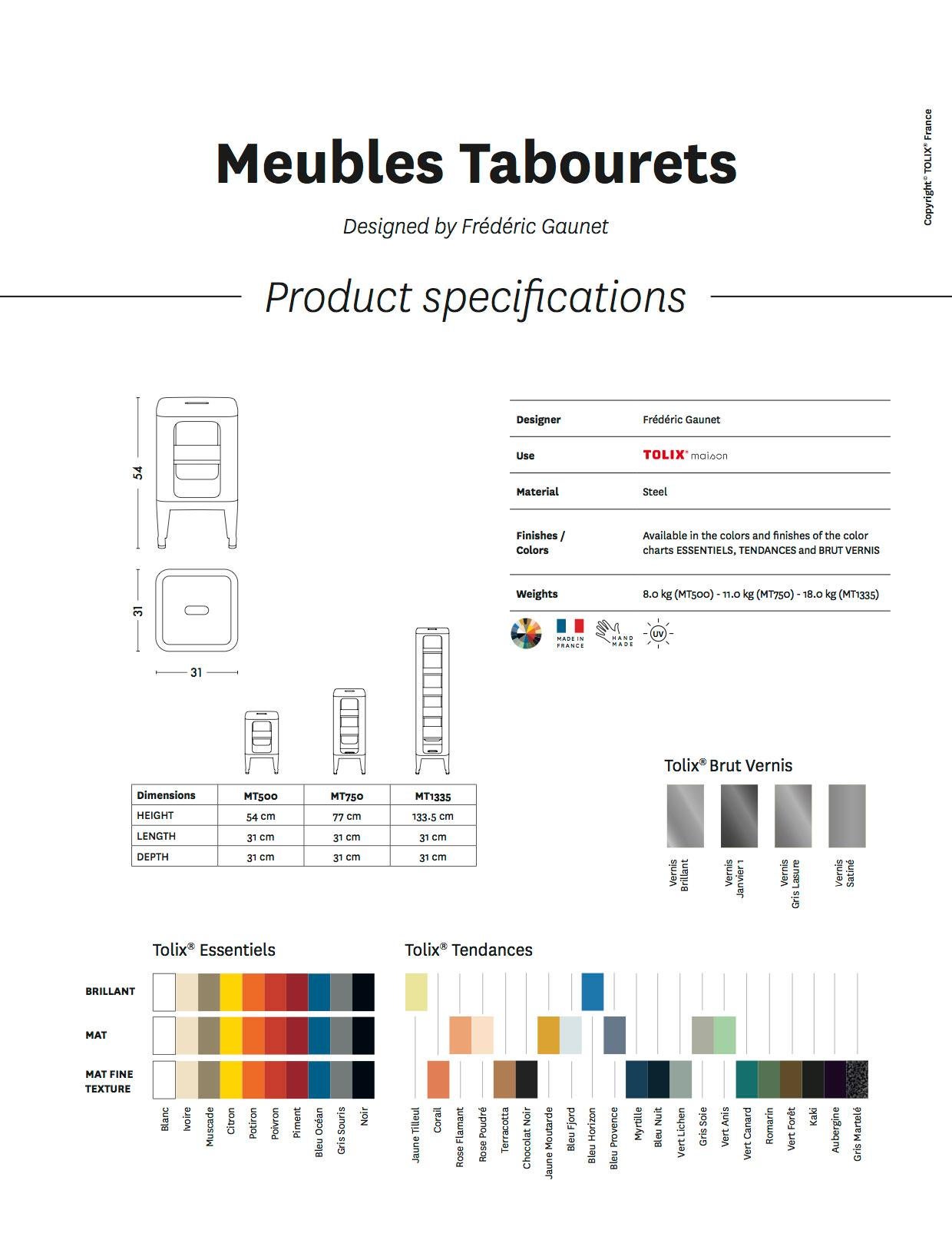 Stool Shelf 750 in Essential Colors by Frederic Gaunet & Tolix For Sale 2