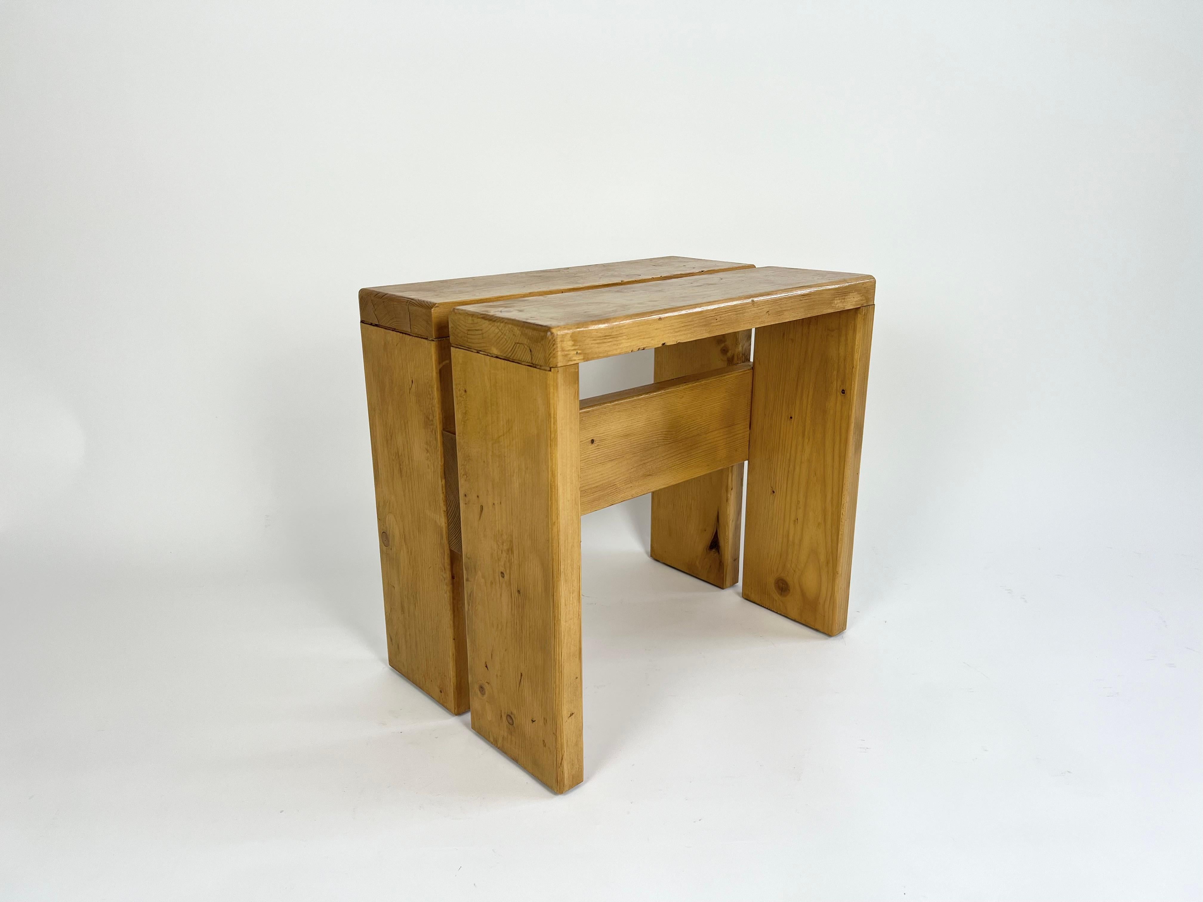 Stool/Side Table from Les Arcs. France 1970s, Charlotte Perriand 1