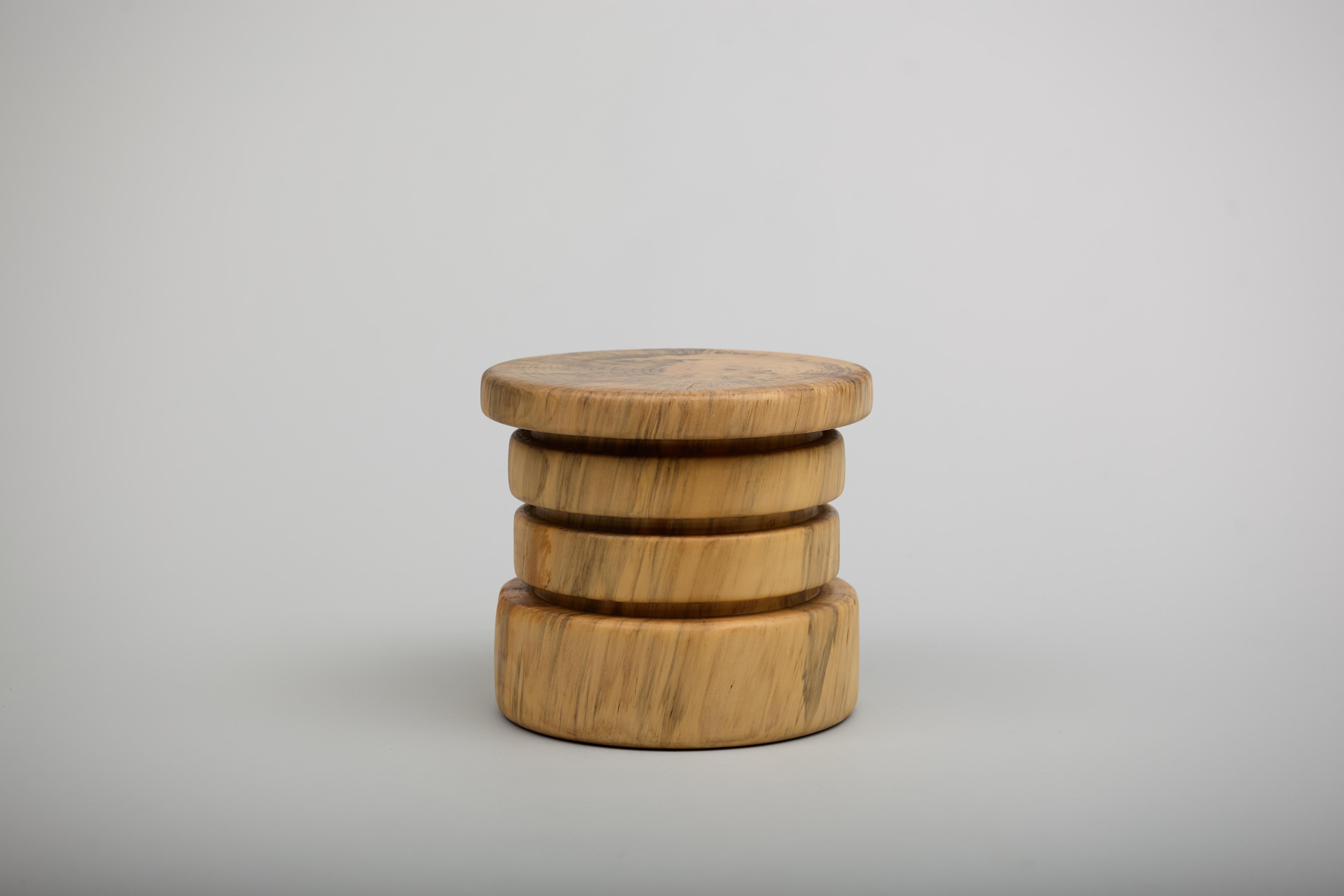 Stool, Side Table, Reclaimed Wood, Norfolk Island Pine, Mid Century Modern For Sale 4