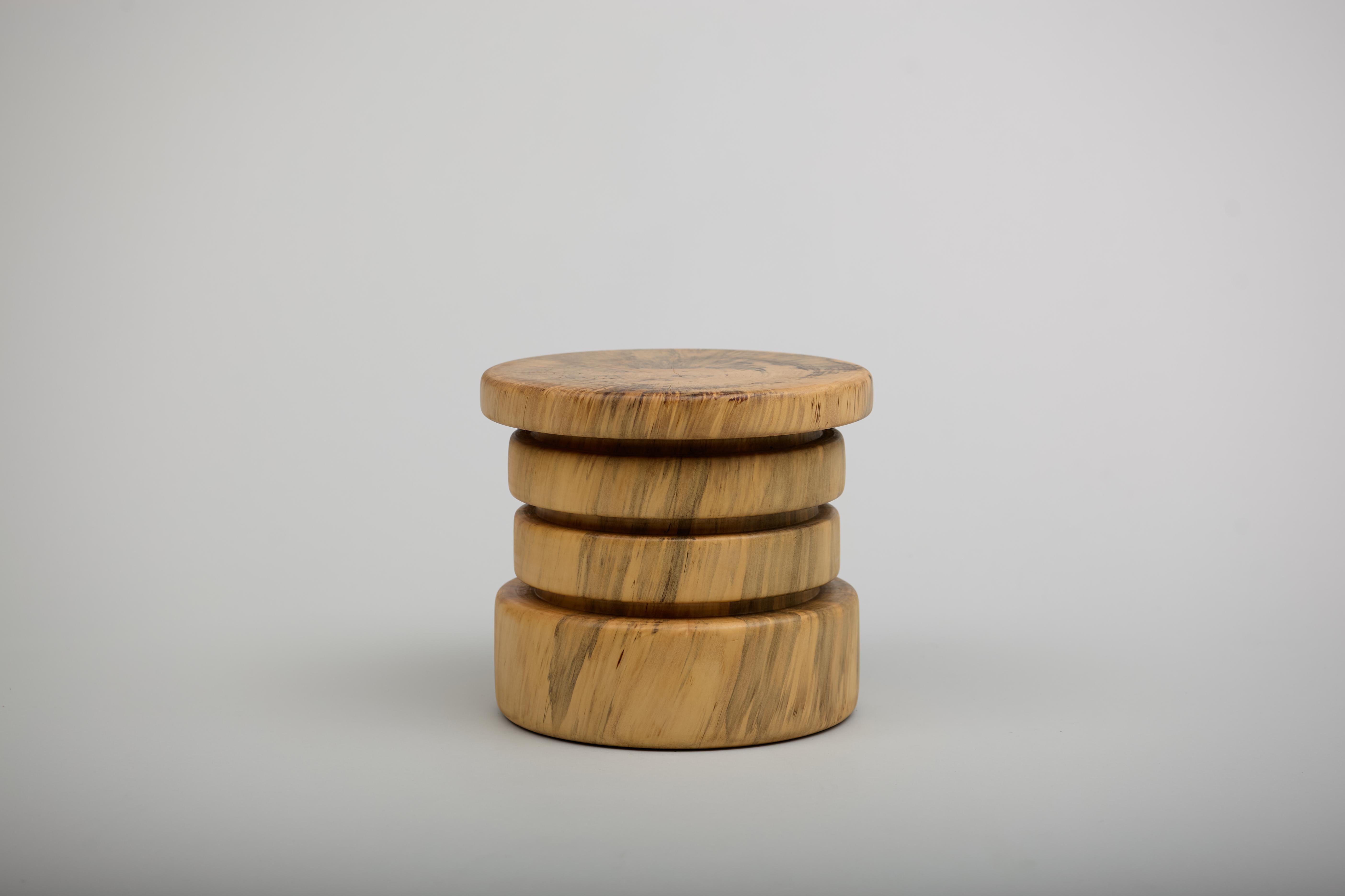 American Stool, Side Table, Reclaimed Wood, Norfolk Island Pine, Mid Century Modern For Sale