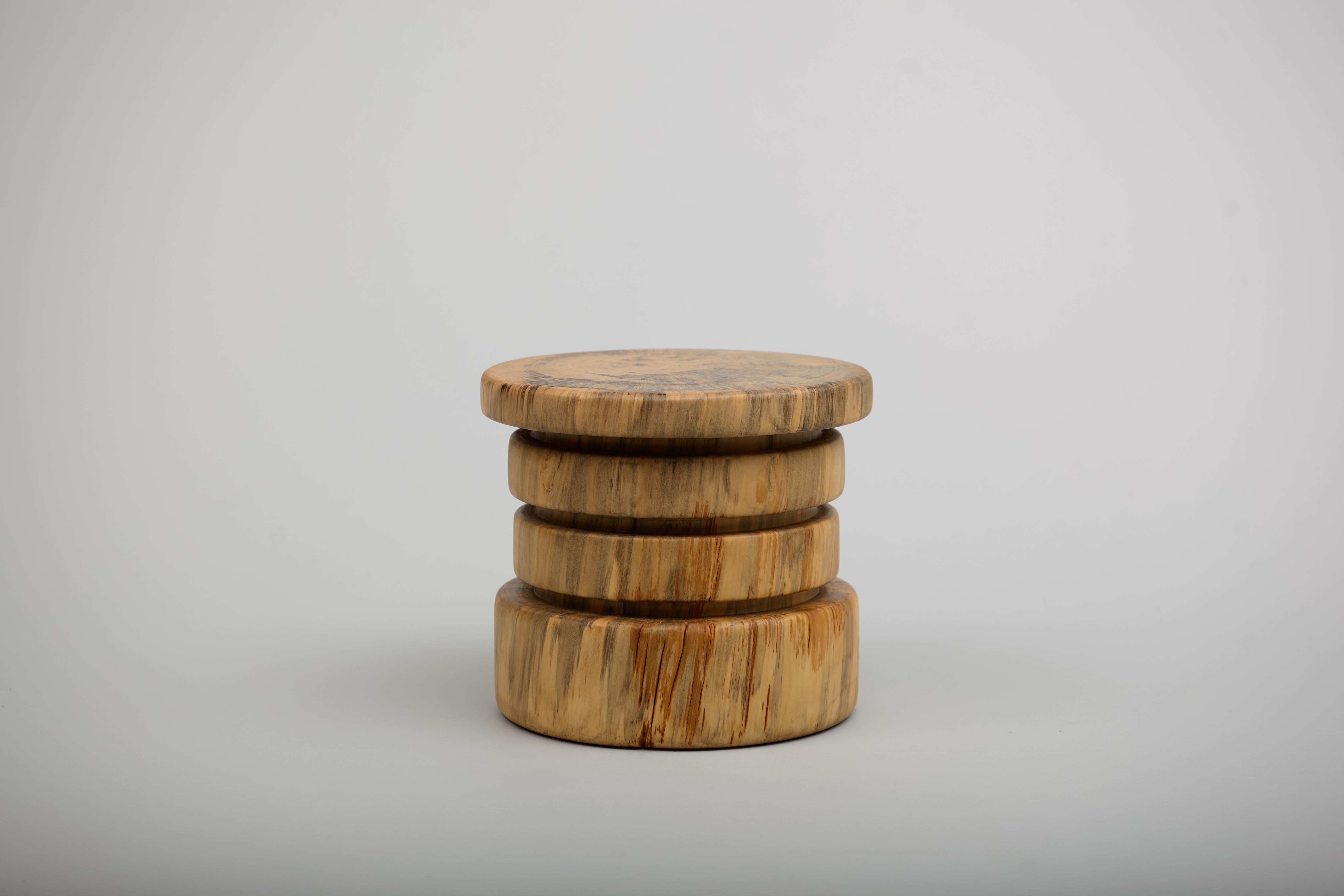 Stool, Side Table, Reclaimed Wood, Norfolk Island Pine, Mid Century Modern For Sale 1