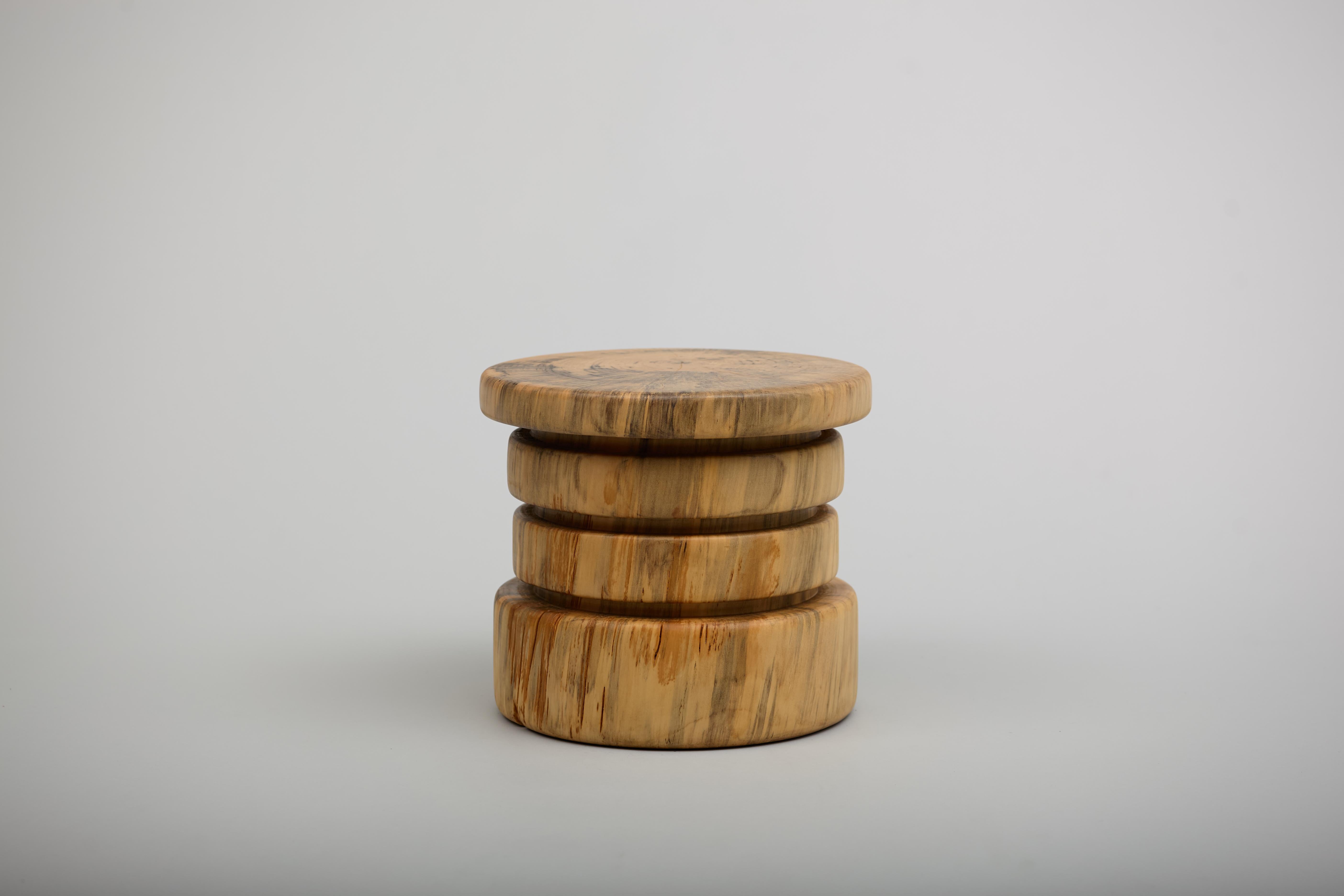 Stool, Side Table, Reclaimed Wood, Norfolk Island Pine, Mid Century Modern For Sale 2