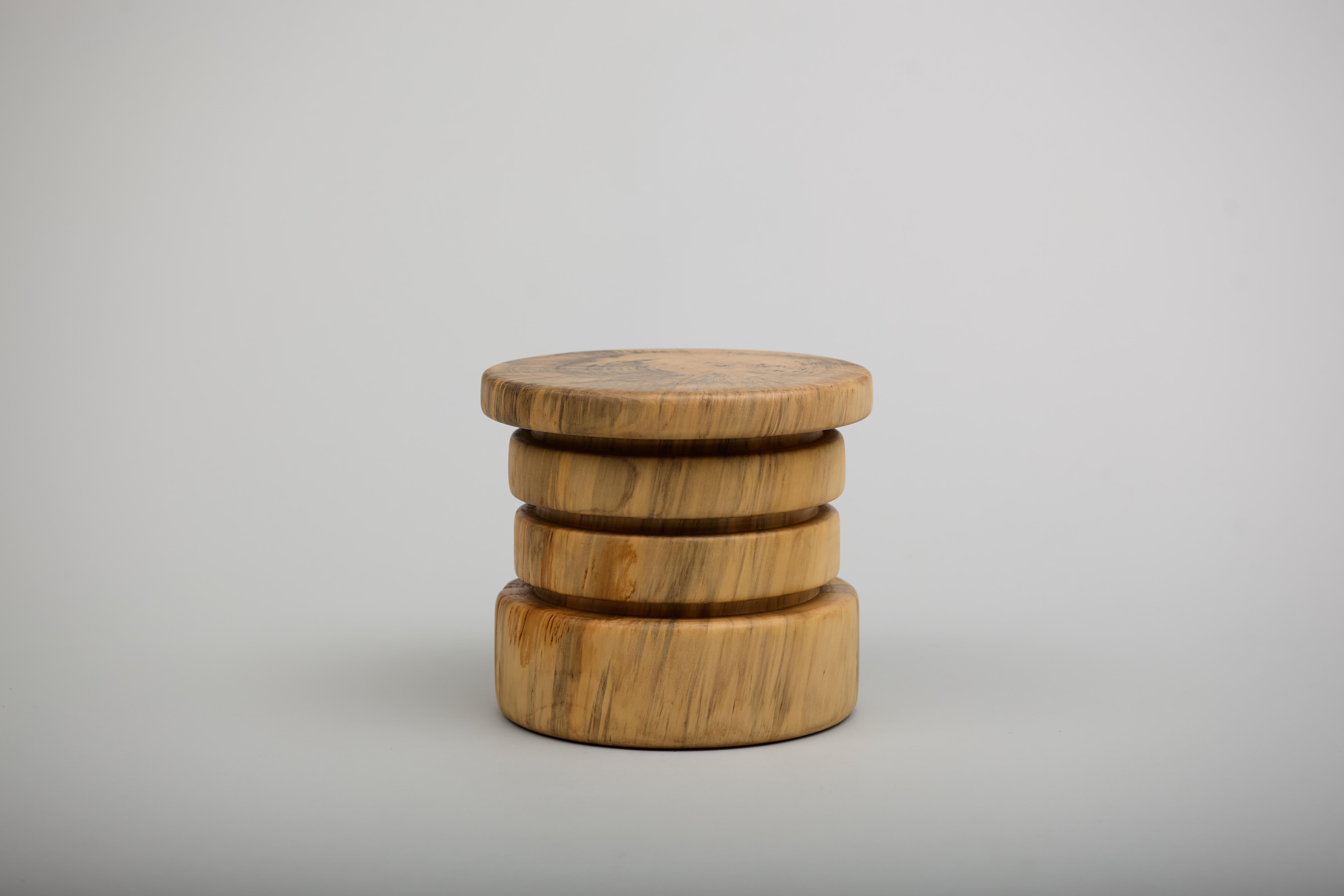 Stool, Side Table, Reclaimed Wood, Norfolk Island Pine, Mid Century Modern For Sale 3