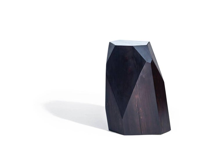 Contemporary Stool/Side Table in Carbon Dyed Cedar by Hinterland Design For Sale