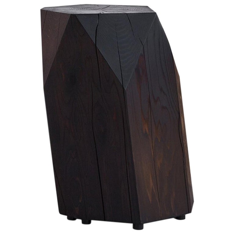 Stool/Side Table in Carbon Dyed Cedar by Hinterland Design For Sale