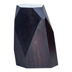 Stool/Side Table Carbon Dyed Cedar with Carrara Marble Top by Hinterland Design