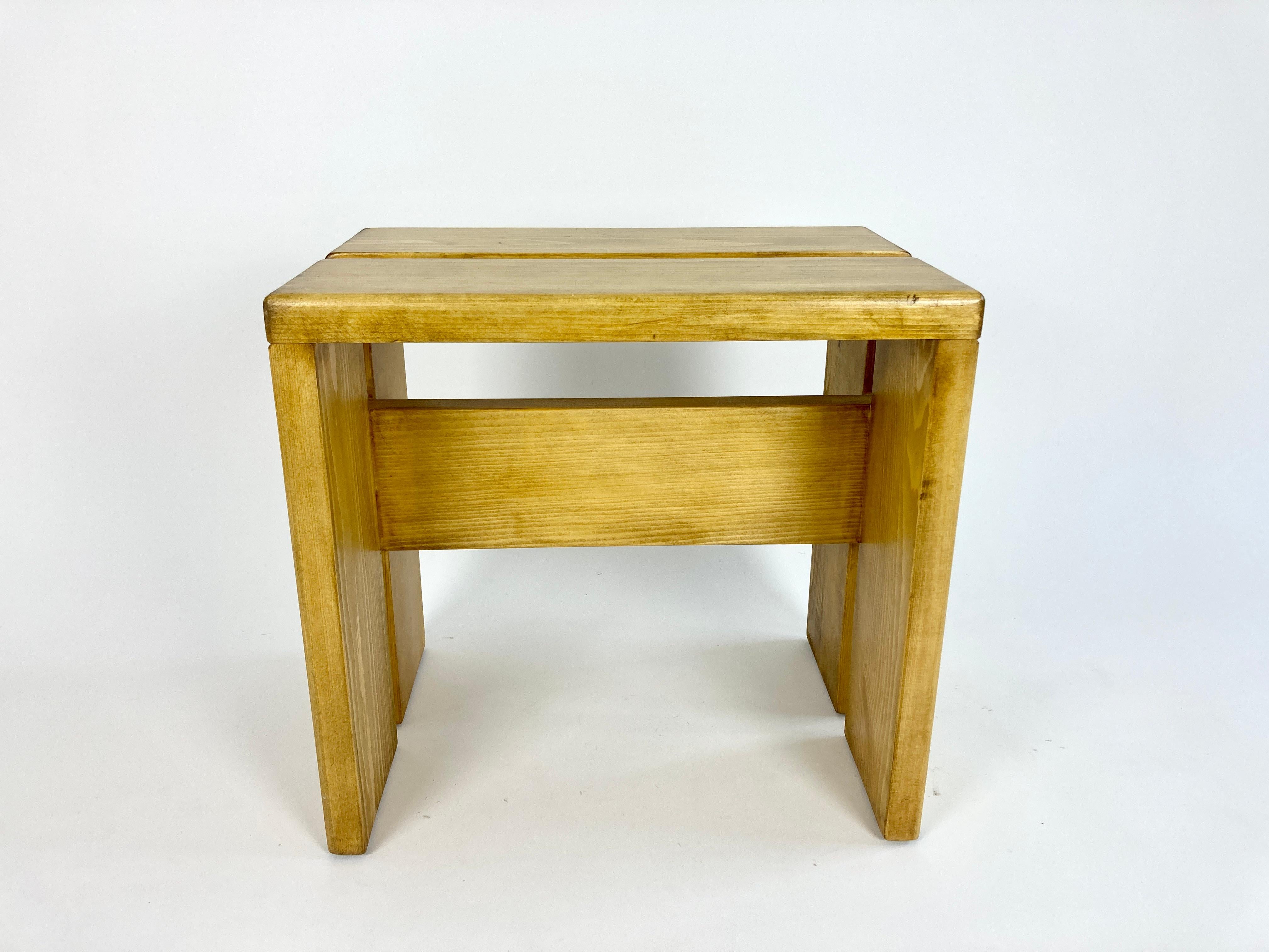 French Stool / Side Table / Small Bench from Les Arcs, France. Charlotte Perriand