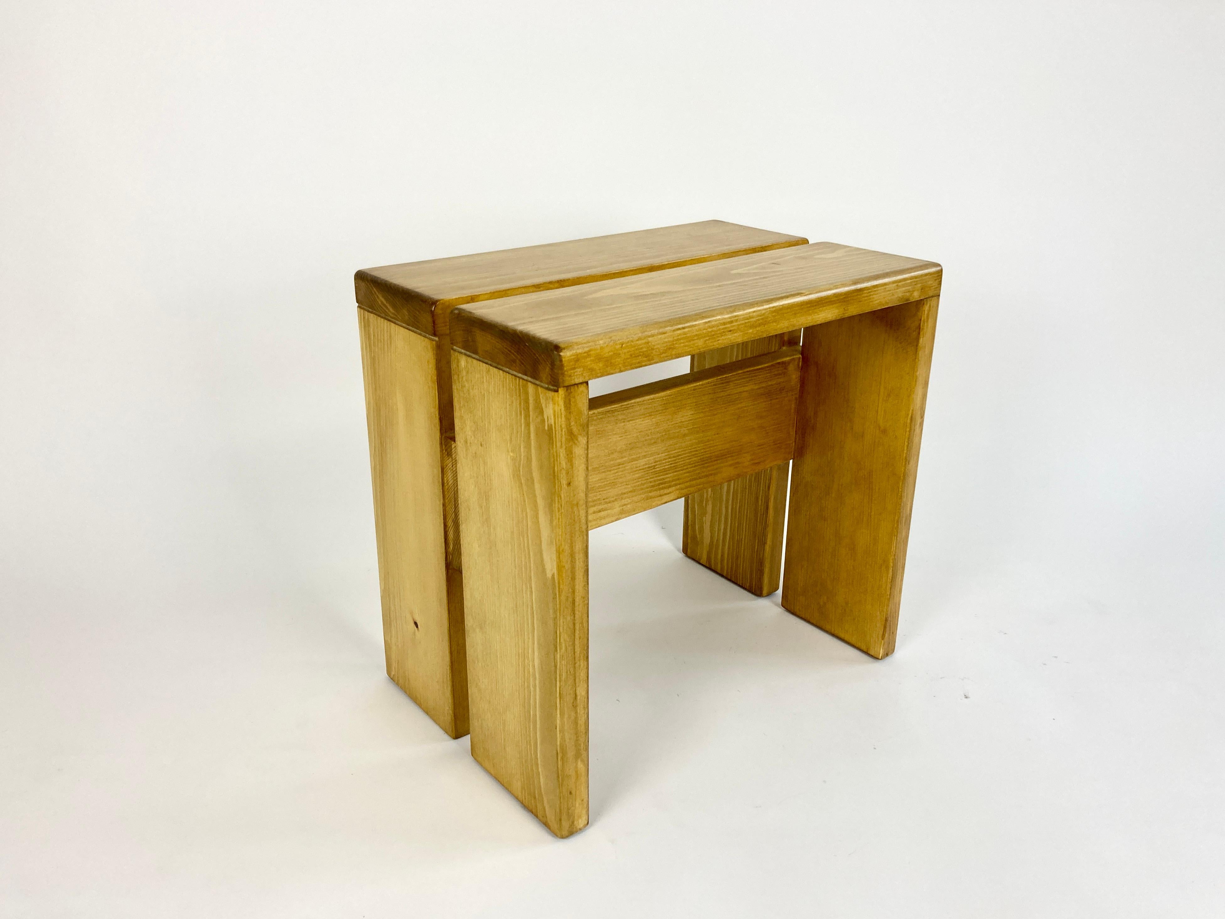 20th Century Stool / Side Table / Small Bench from Les Arcs, France. Charlotte Perriand