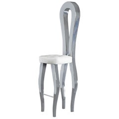 Stool Silhouette, White Faux-Leather, Bar Furniture, Italy