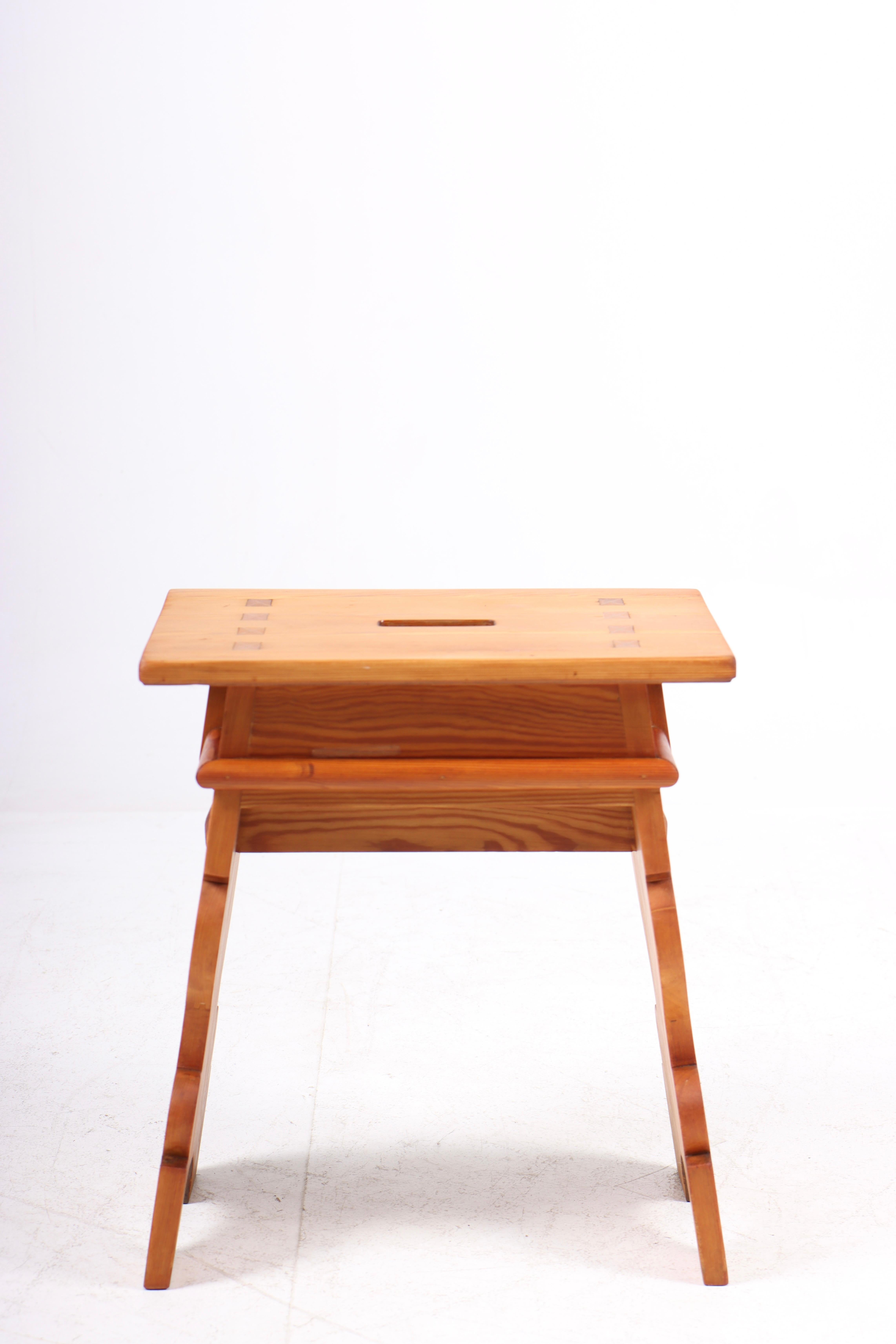 Stool in patinated solid pine. Designed by MAA. Martin Nyrop as interior for Copenhagen town hall in 1905. Made in Denmark by Cabinetmaker Rud Rasmussen cabinetmakers. Great original condition.

