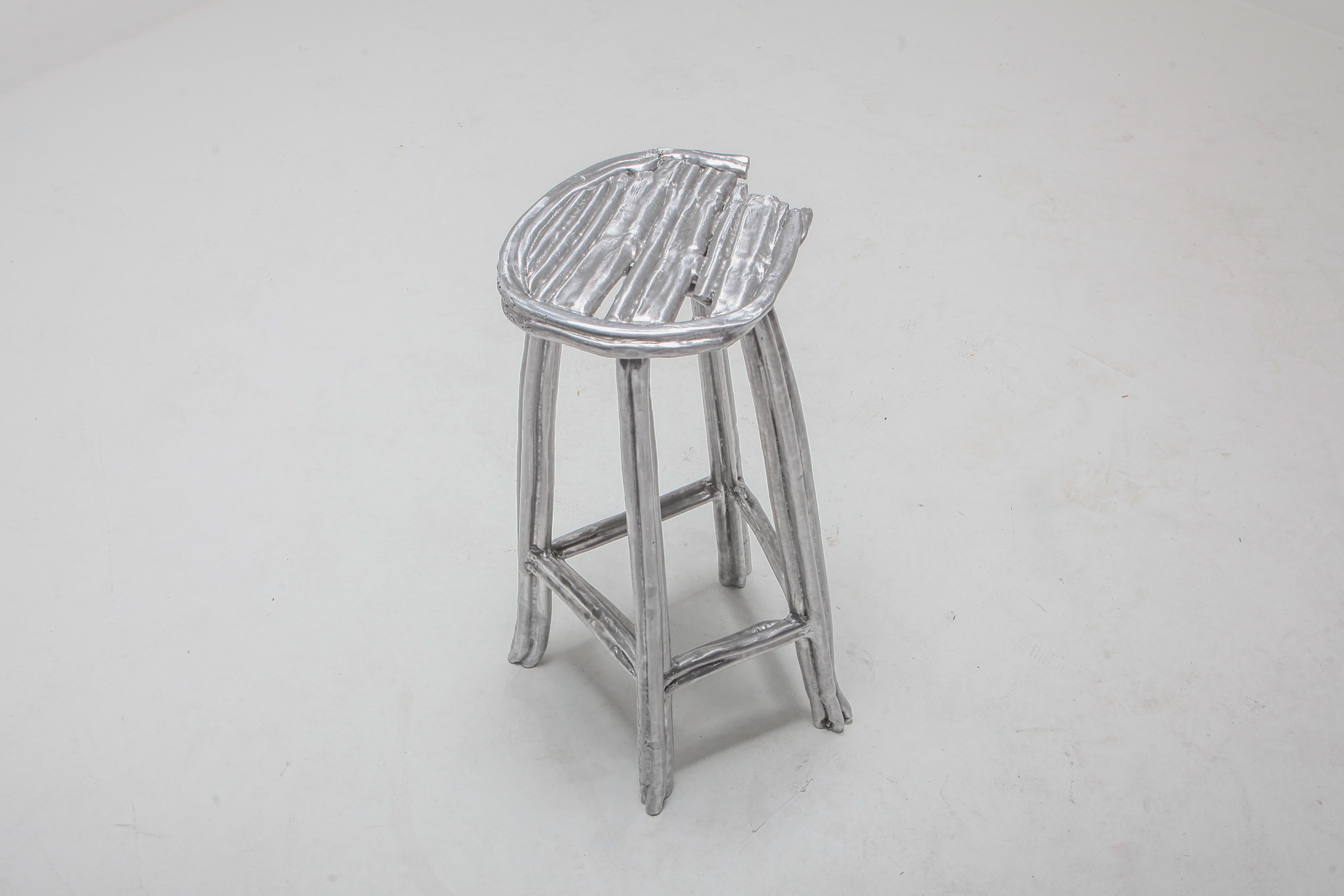 Cast aluminum bar stool T-008 by Nicolas Erauw 2019
made for Everyday Gallery's show 'In real Life', Antwerp

Each piece will be unique
we're open for commissioned works

Wax On Wax Off Series
These series is a collection of experiments of