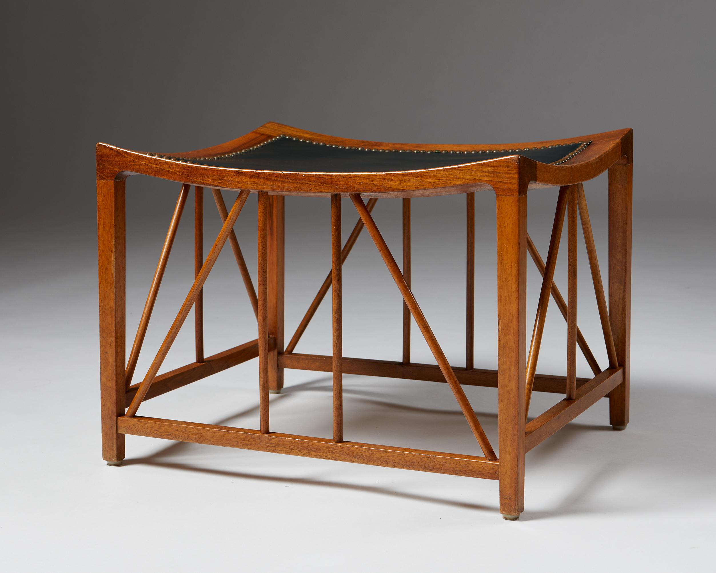 Mid-Century Modern Stool “Tutankhamun” Designed by Josef Frank for Svenskt Tenn, Sweden, 1940s