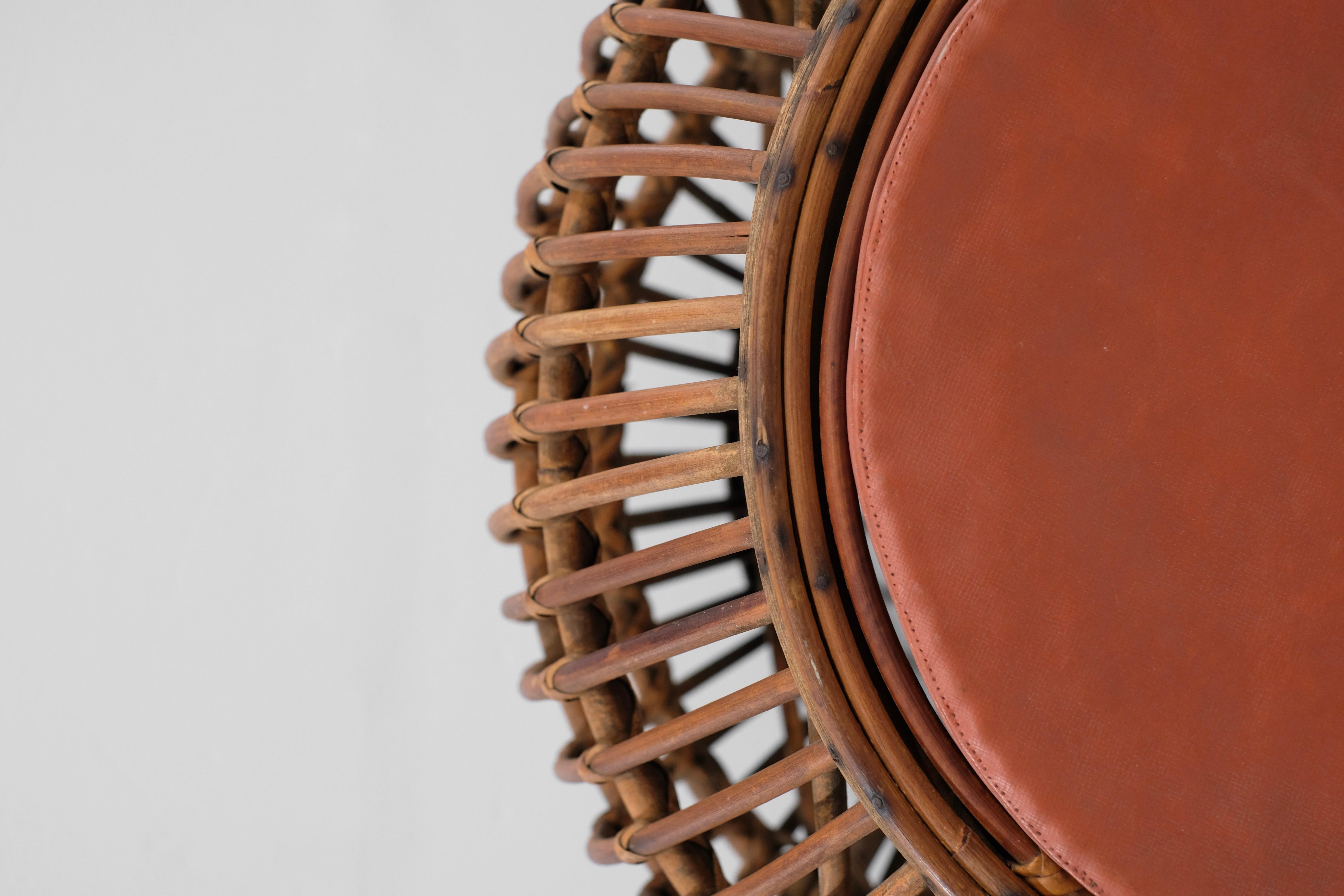 Hocker Vintage in Rattan, Weide, Italien 1960er Jahre. im Angebot 4