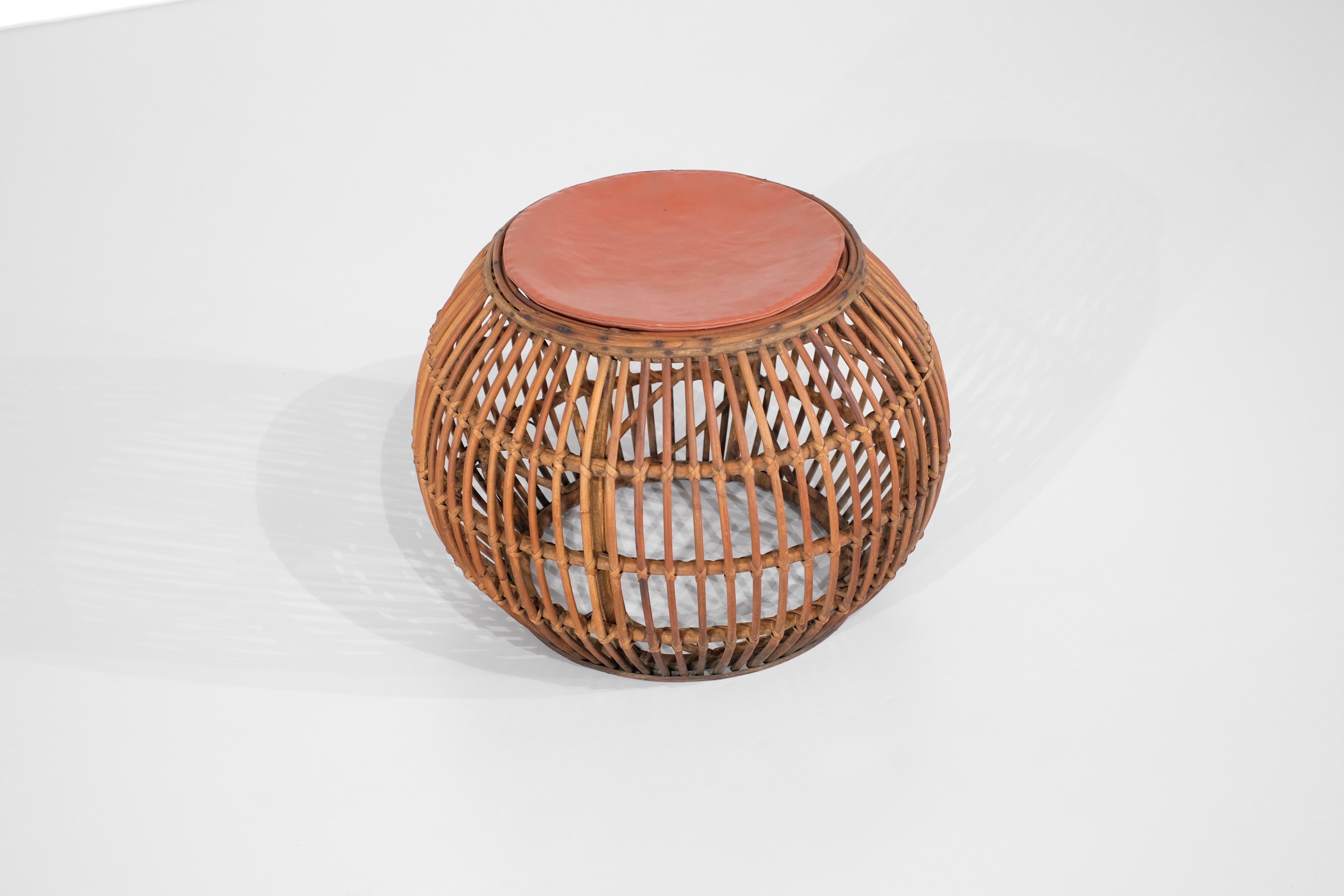 Hocker Vintage in Rattan, Weide, Italien 1960er Jahre. im Angebot 5