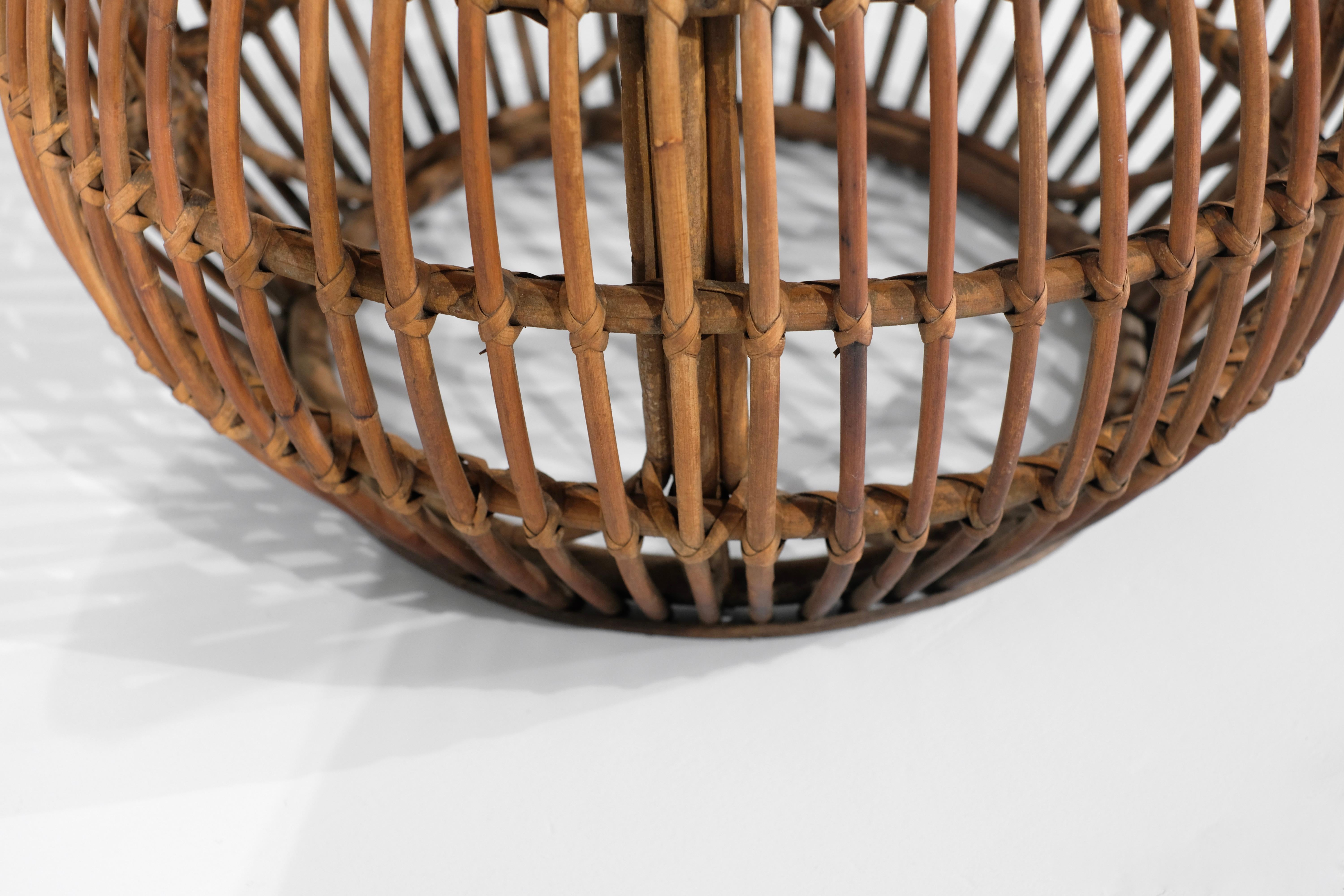 Hocker Vintage in Rattan, Weide, Italien 1960er Jahre. im Angebot 7