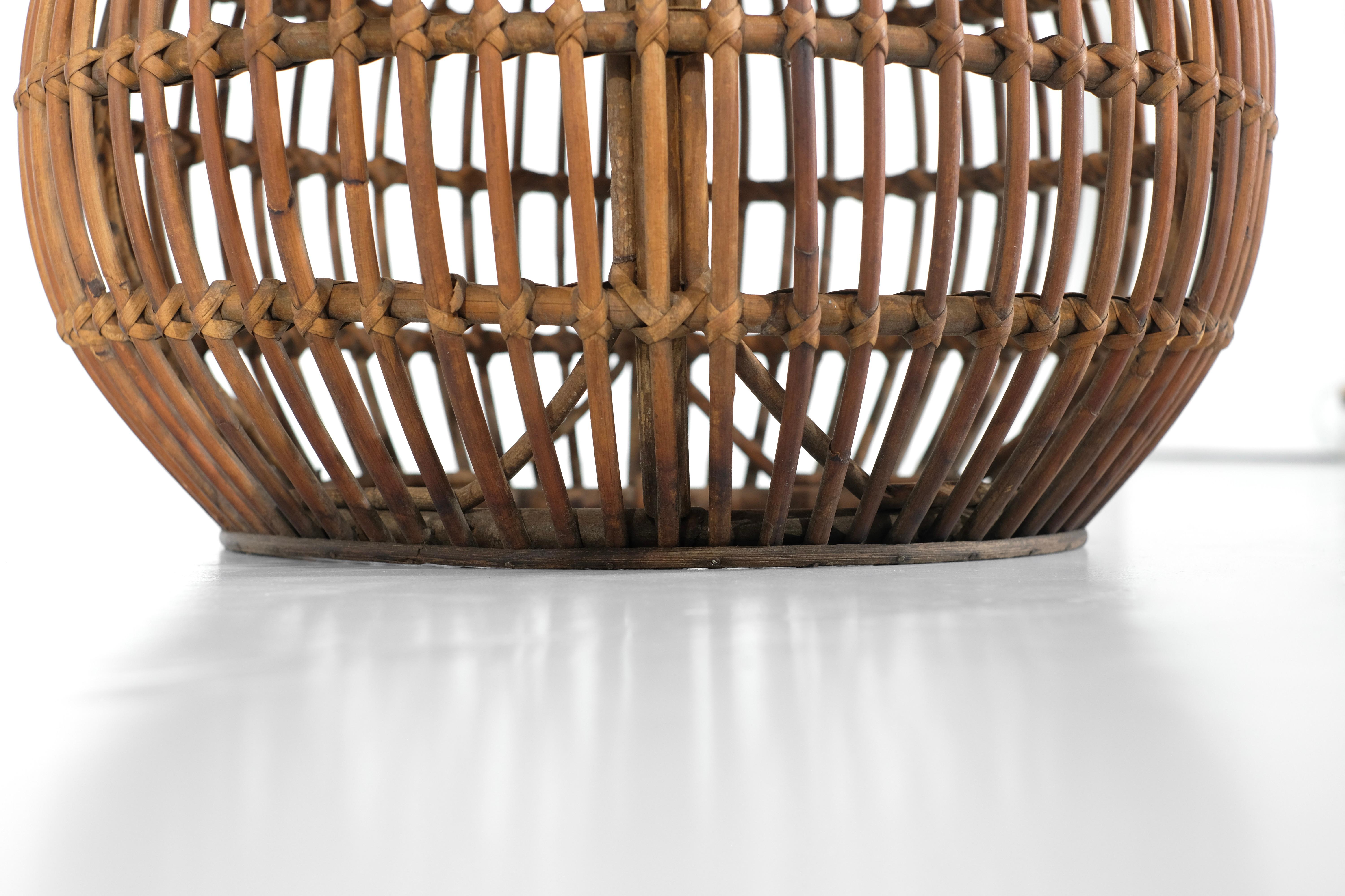 Hocker Vintage in Rattan, Weide, Italien 1960er Jahre. im Angebot 8