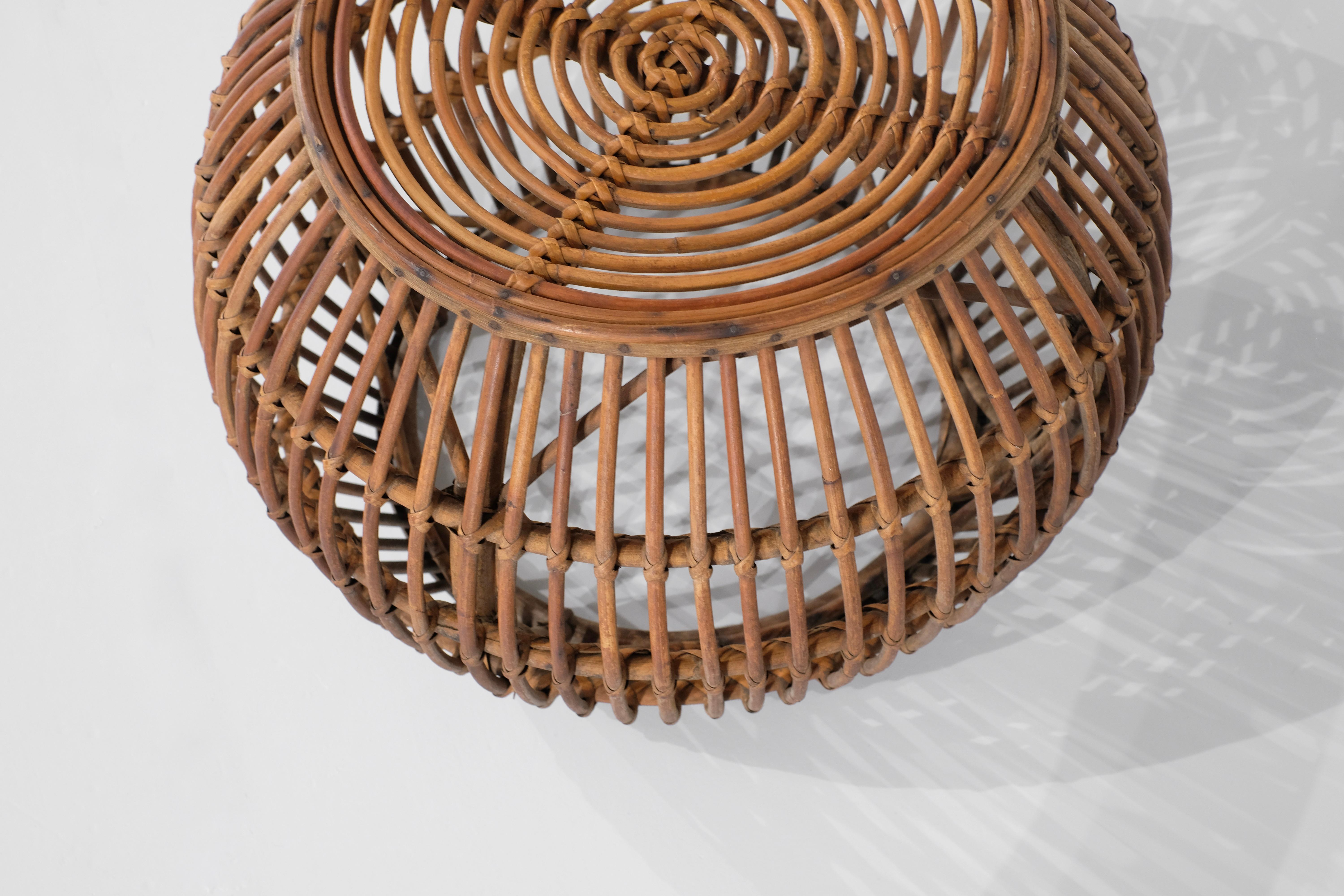 Hocker Vintage in Rattan, Weide, Italien 1960er Jahre. im Angebot 2