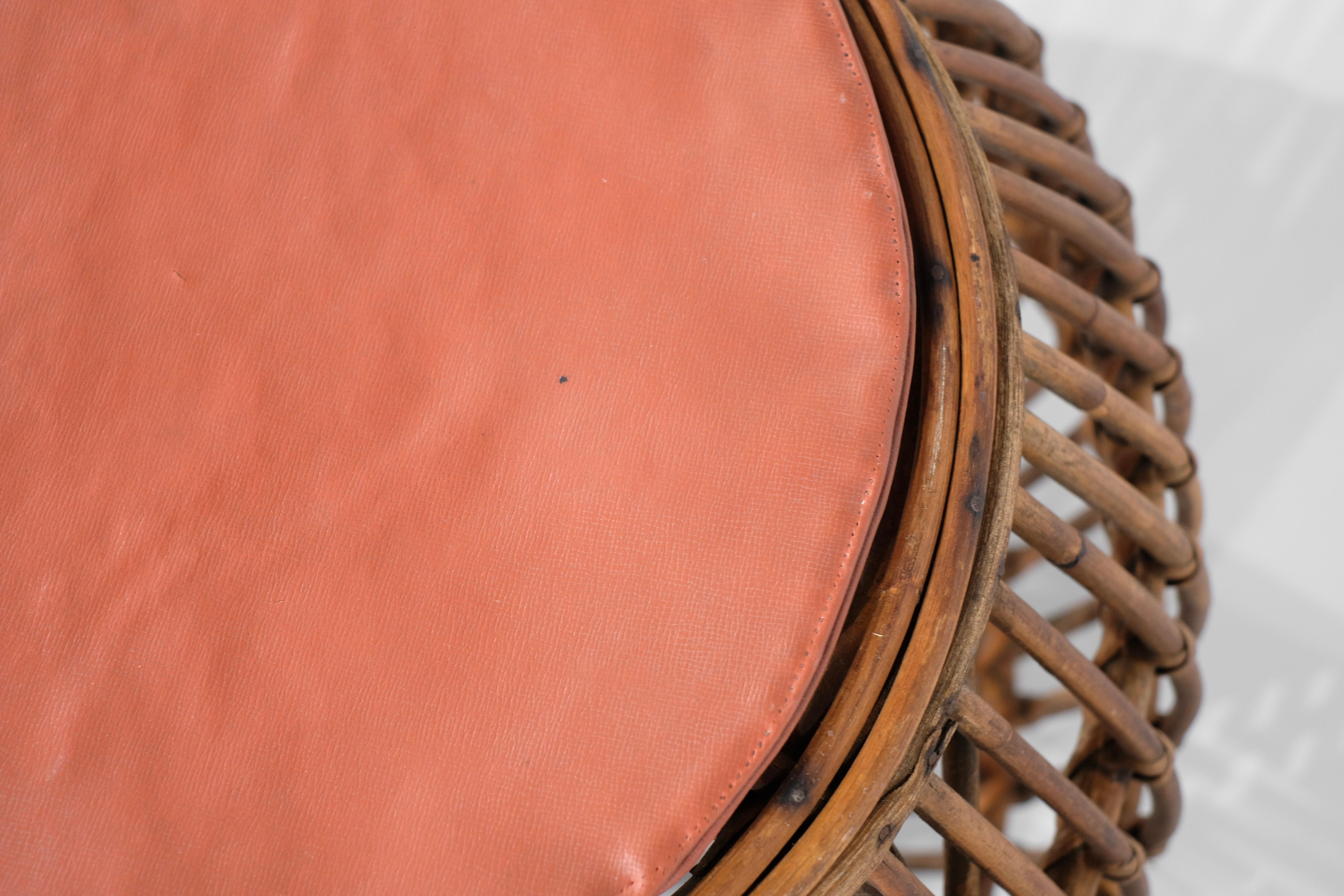 Hocker Vintage in Rattan, Weide, Italien 1960er Jahre. im Angebot 3