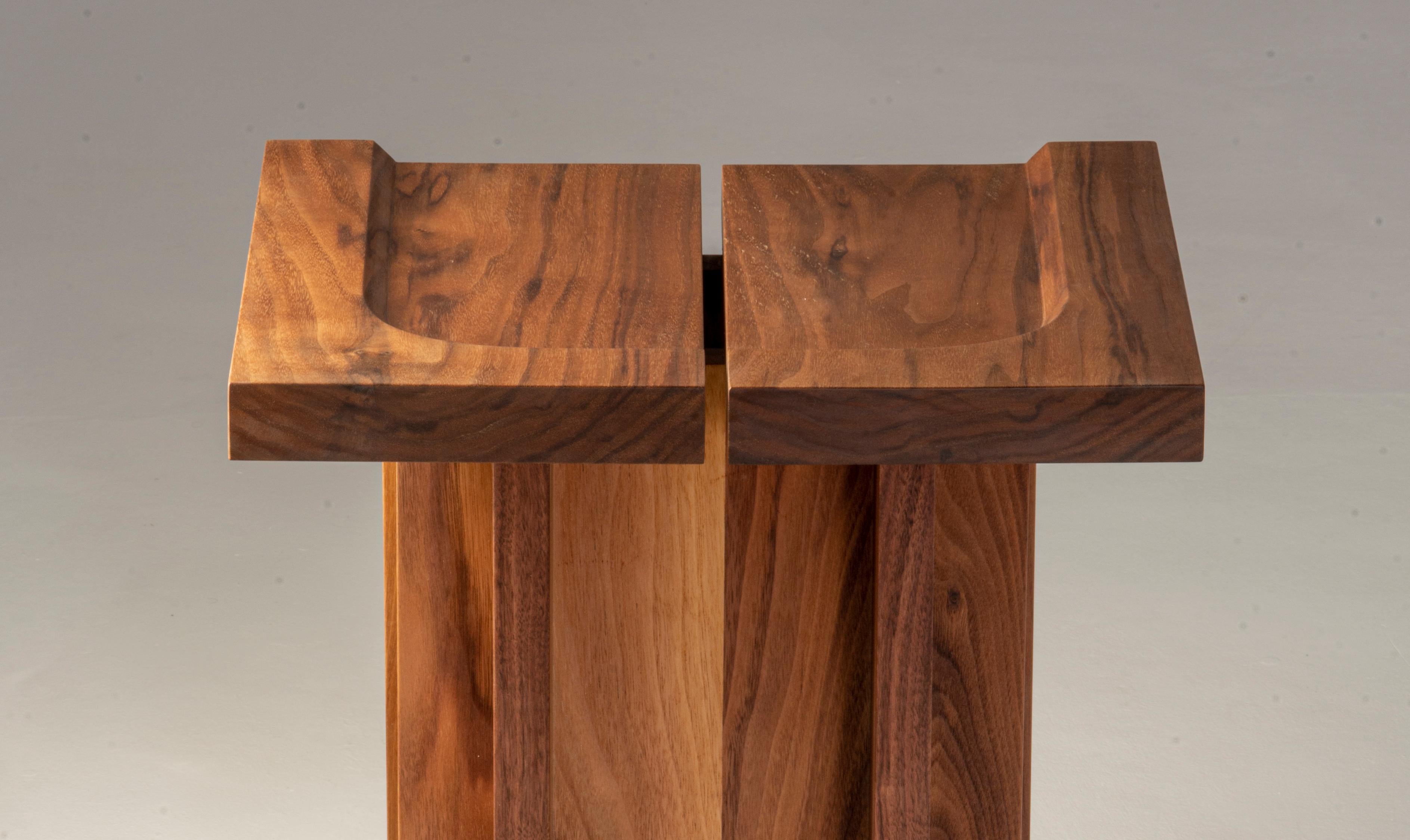 Stool Walnut Wood Brown Contemporary Handcrafted Kahn by Sanna Völker For Sale 5