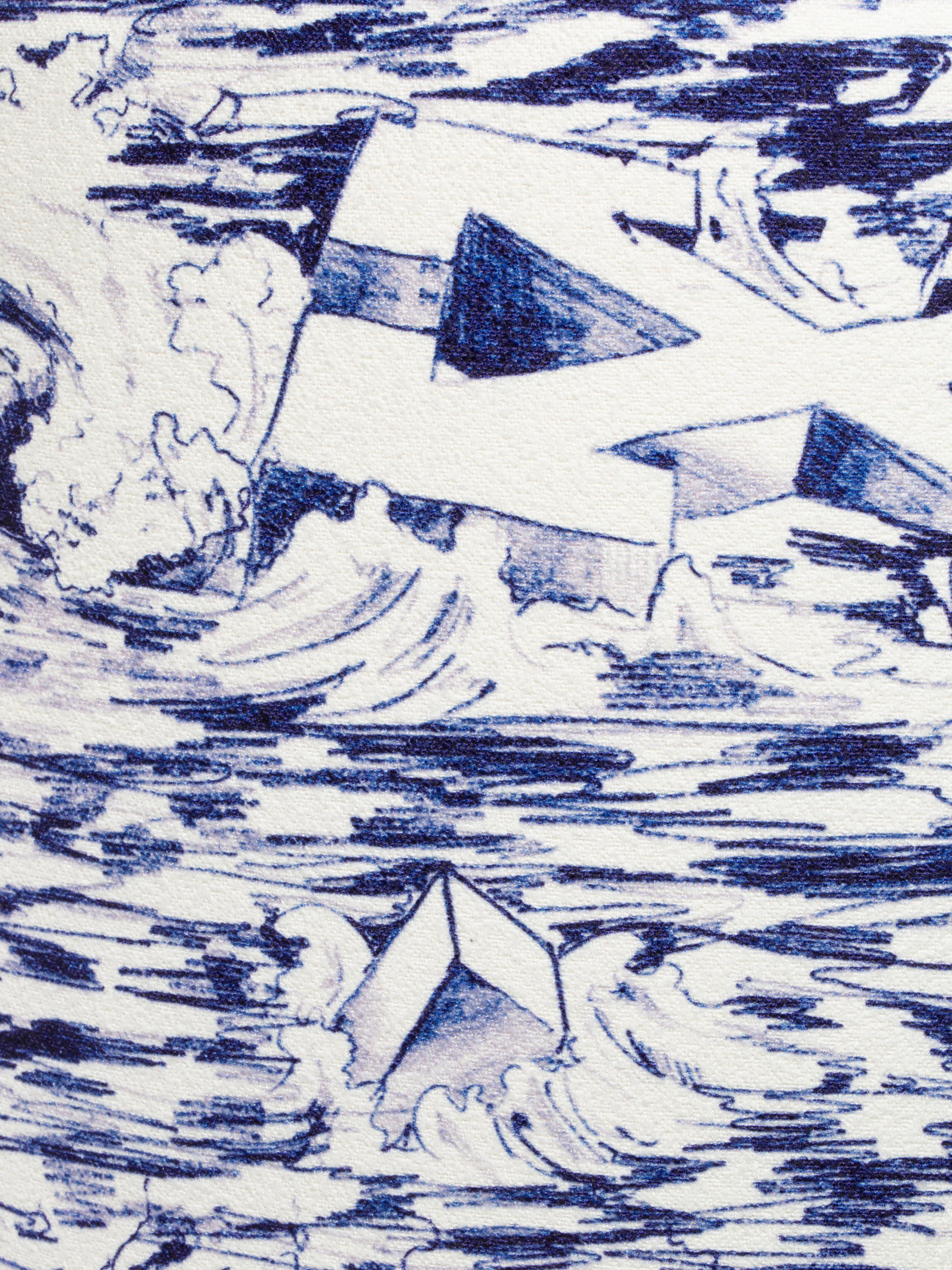 Italian Off-White Stool Waves White Blue