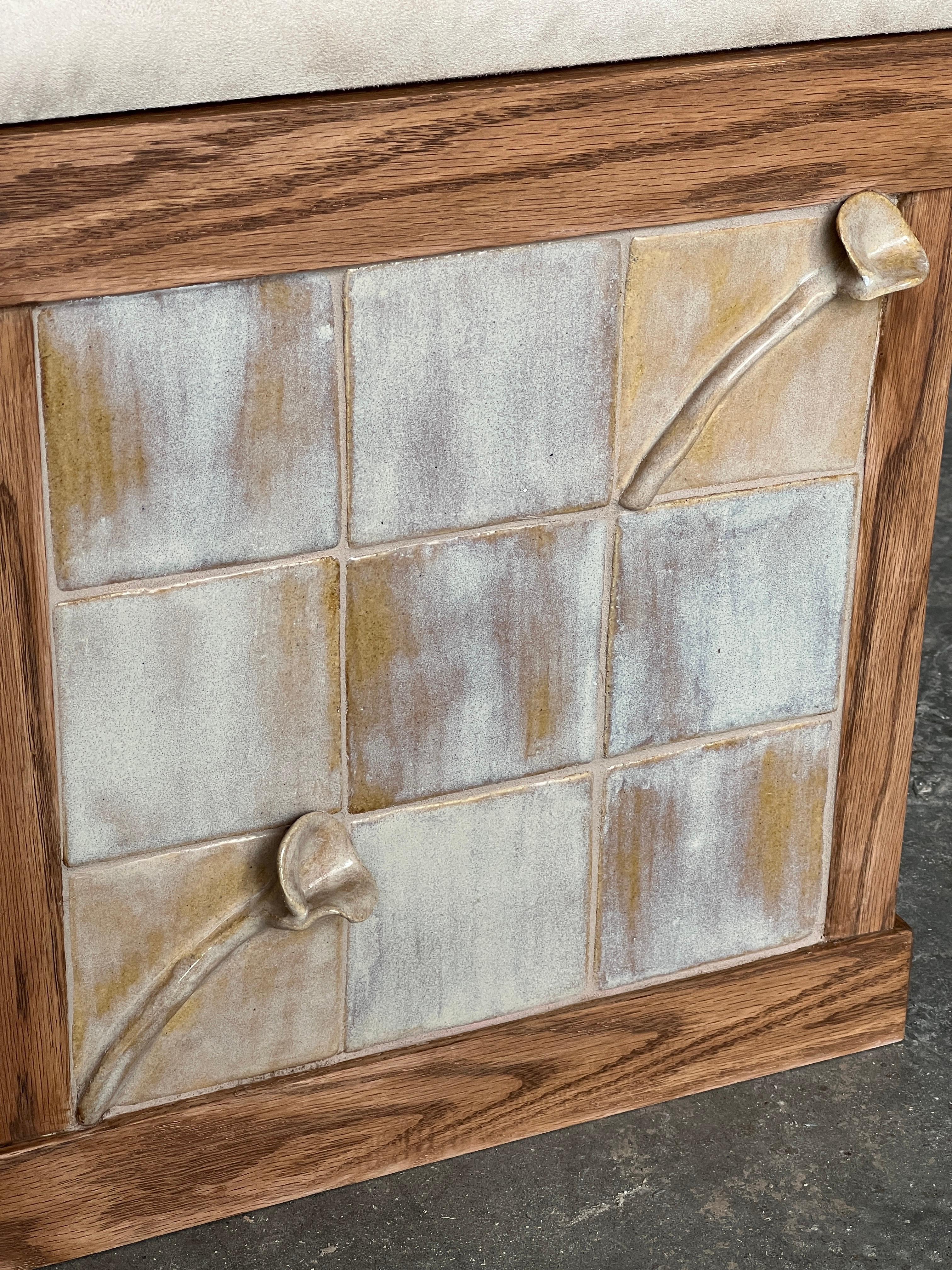 Americano Sgabello con piastrelle di ceramica e telaio in Oak Oak in vendita