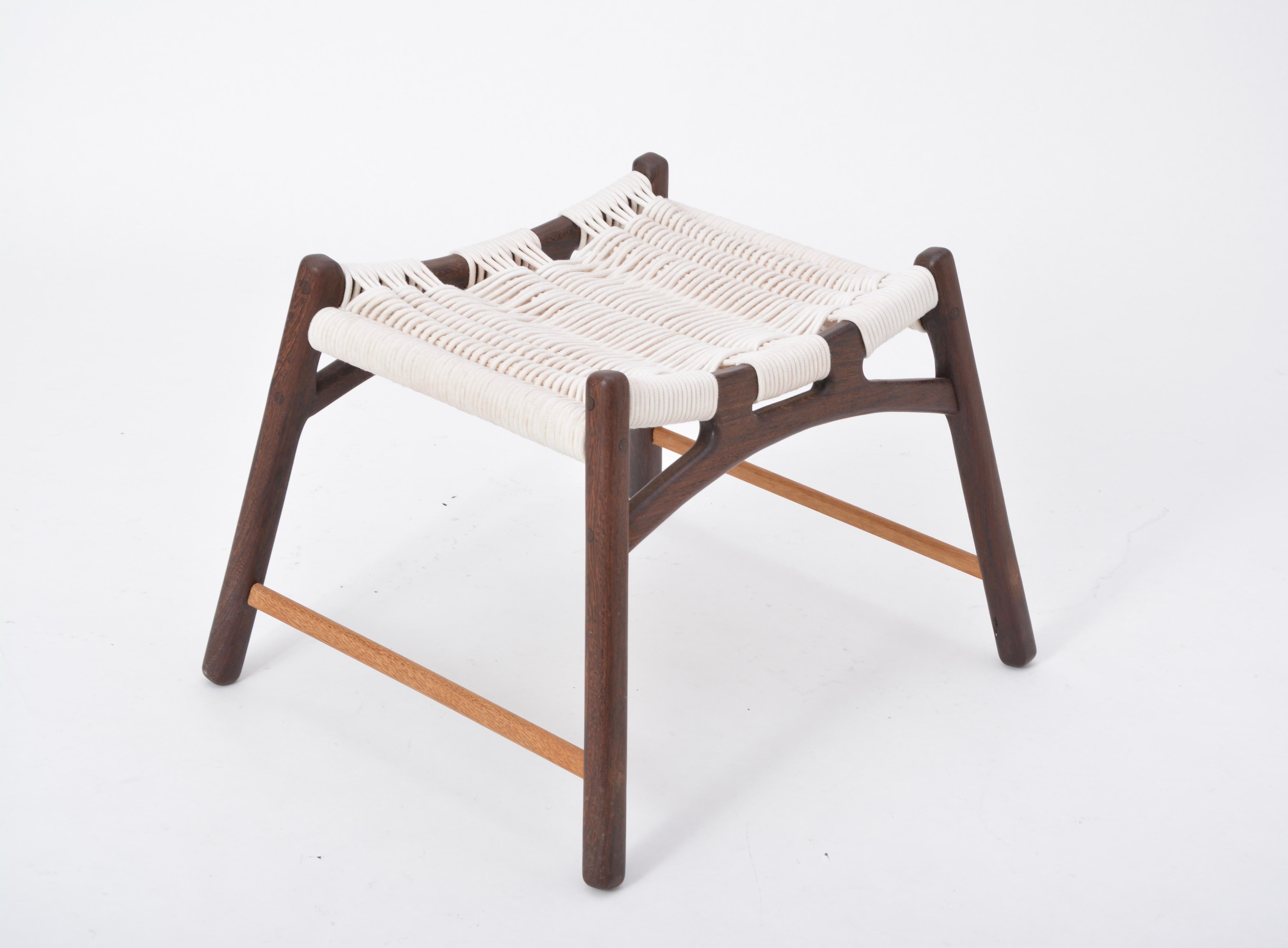 Stool with Frame of Wengé and Bars of Oak with Woven Seat by Martin Godsk

This stool is made of Wengé and oakwood and was designed by Danish furniture designer/ carpenter Martin Godsk. It was manufactured by Godsk cabinetmaking. Seat with woven