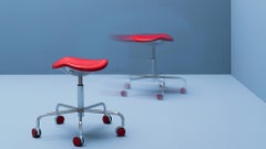 Stool with gas-lift height adjustment with wheels Rexite Welcome - Black