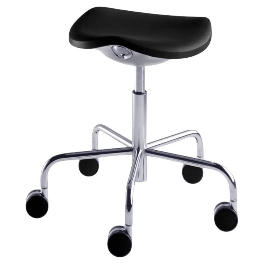 Tabouret à hauteur réglable par vérin à gaz avec roulettes Rexite Welcome - Noir